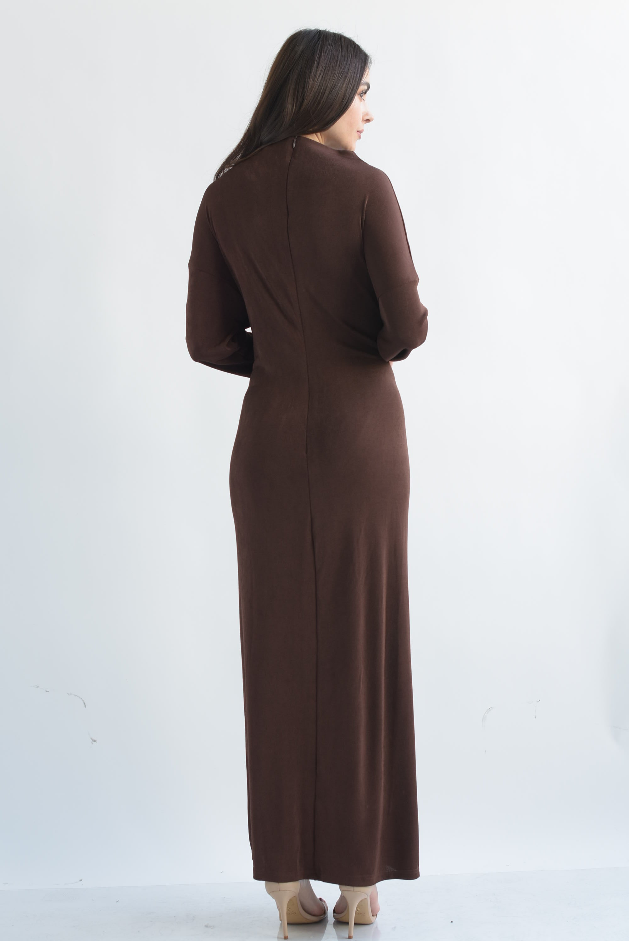 Vestido largo hebilla dorada Espresso