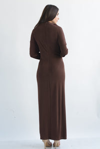 Fashion Styled Vestido largo hebilla dorada Espresso