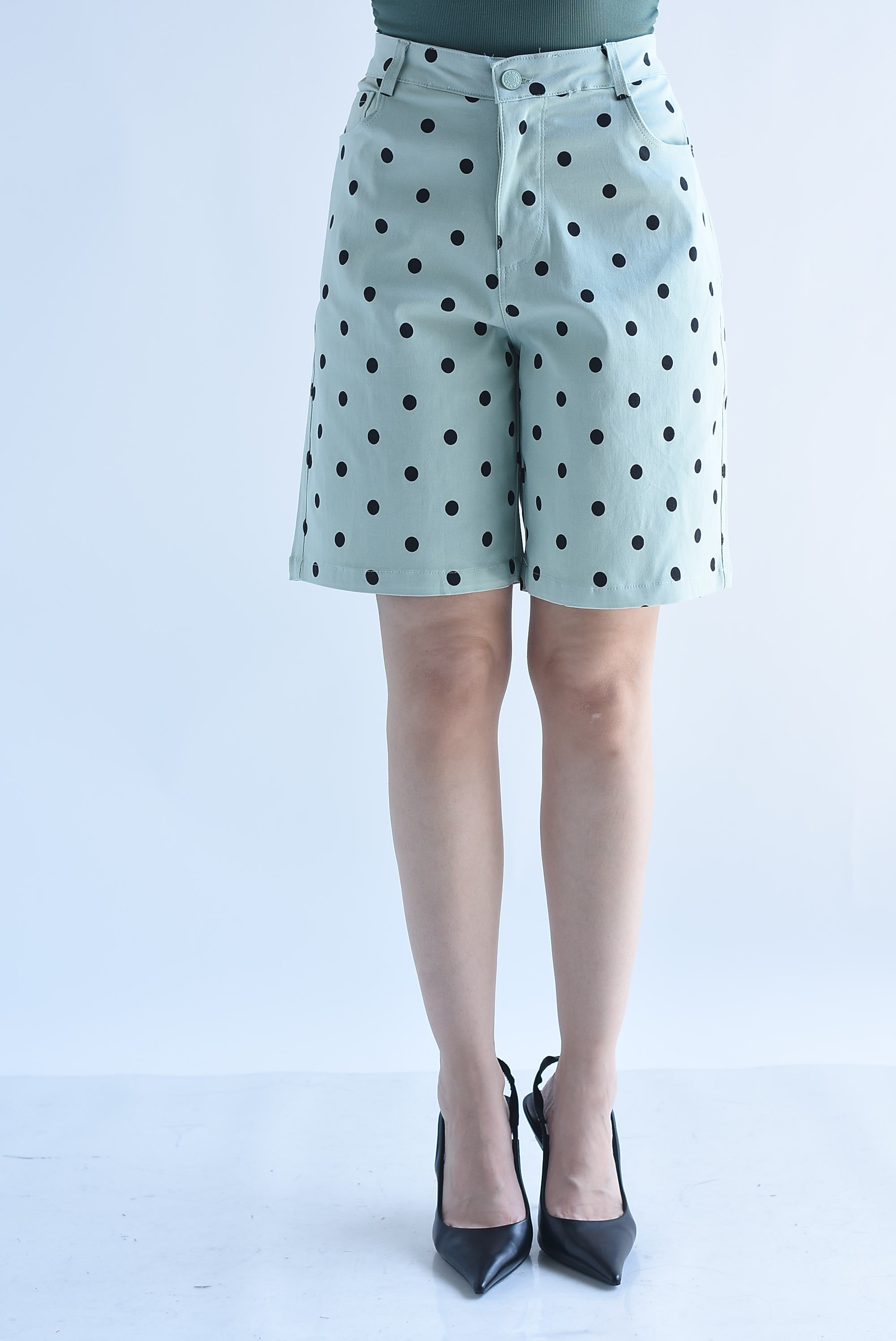Bermuda wide Denim polka dots