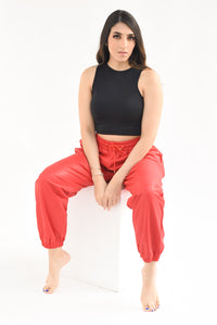 Fashion Styled Jogger vinipiel afelpado Rojo