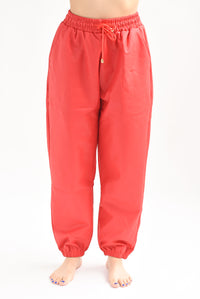 Fashion Styled Jogger vinipiel afelpado Rojo