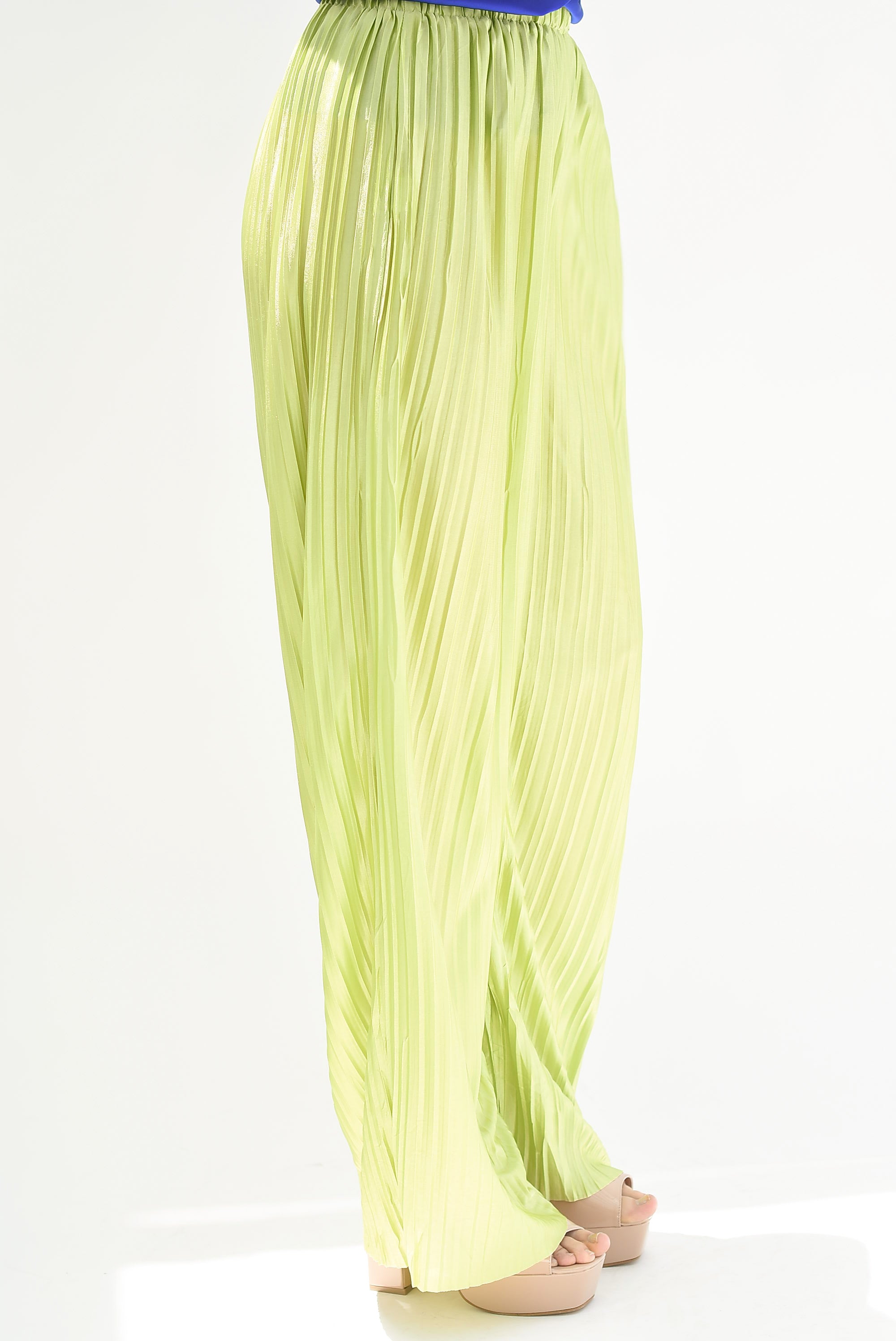 Pantalón satín plisado Lime