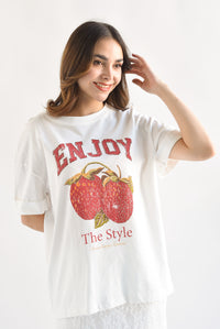 Fashion Styled T-Shirt ENJOY Blanco