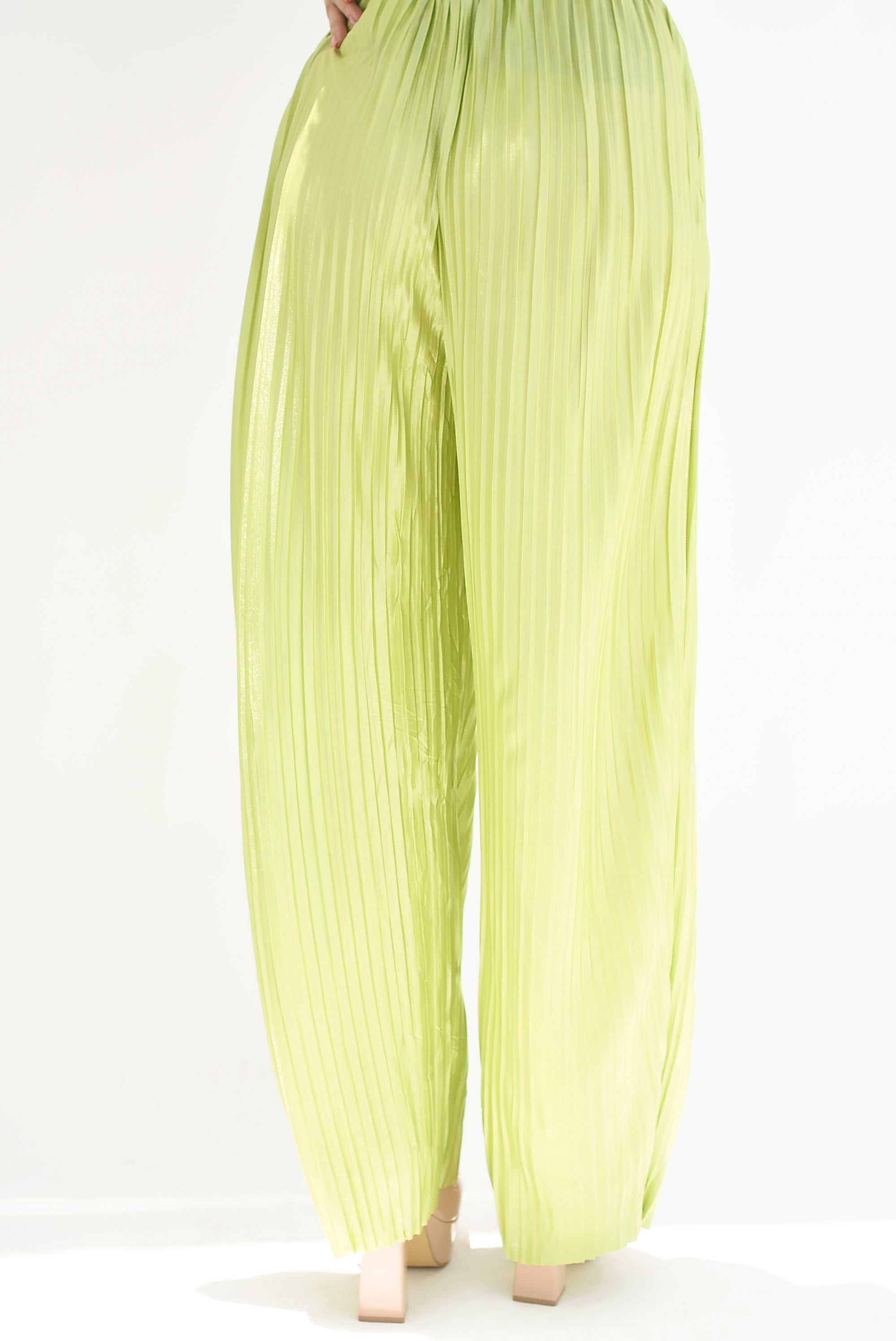 Pantalón satín plisado Lime