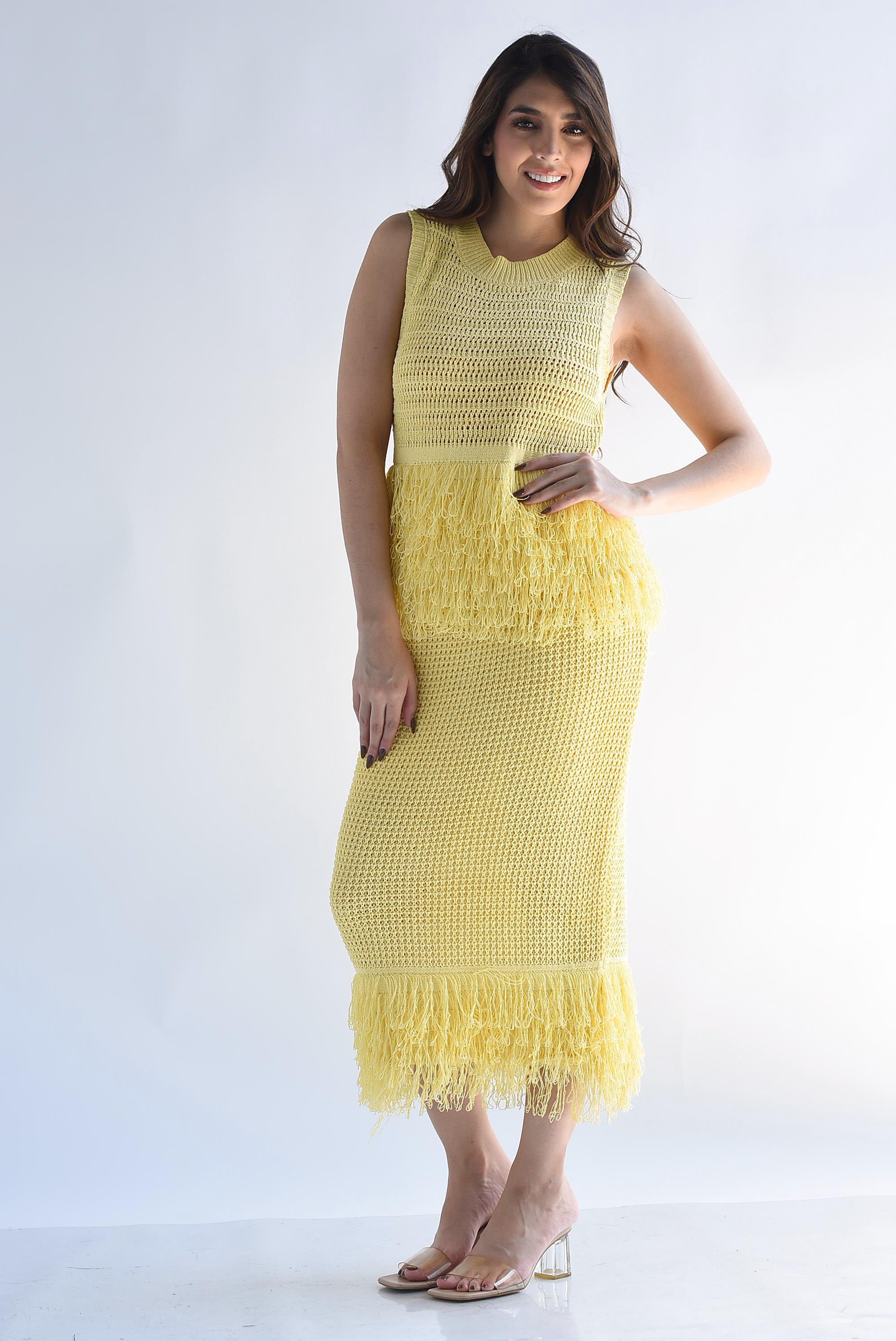 Set Falda y Blusa crochet flecos