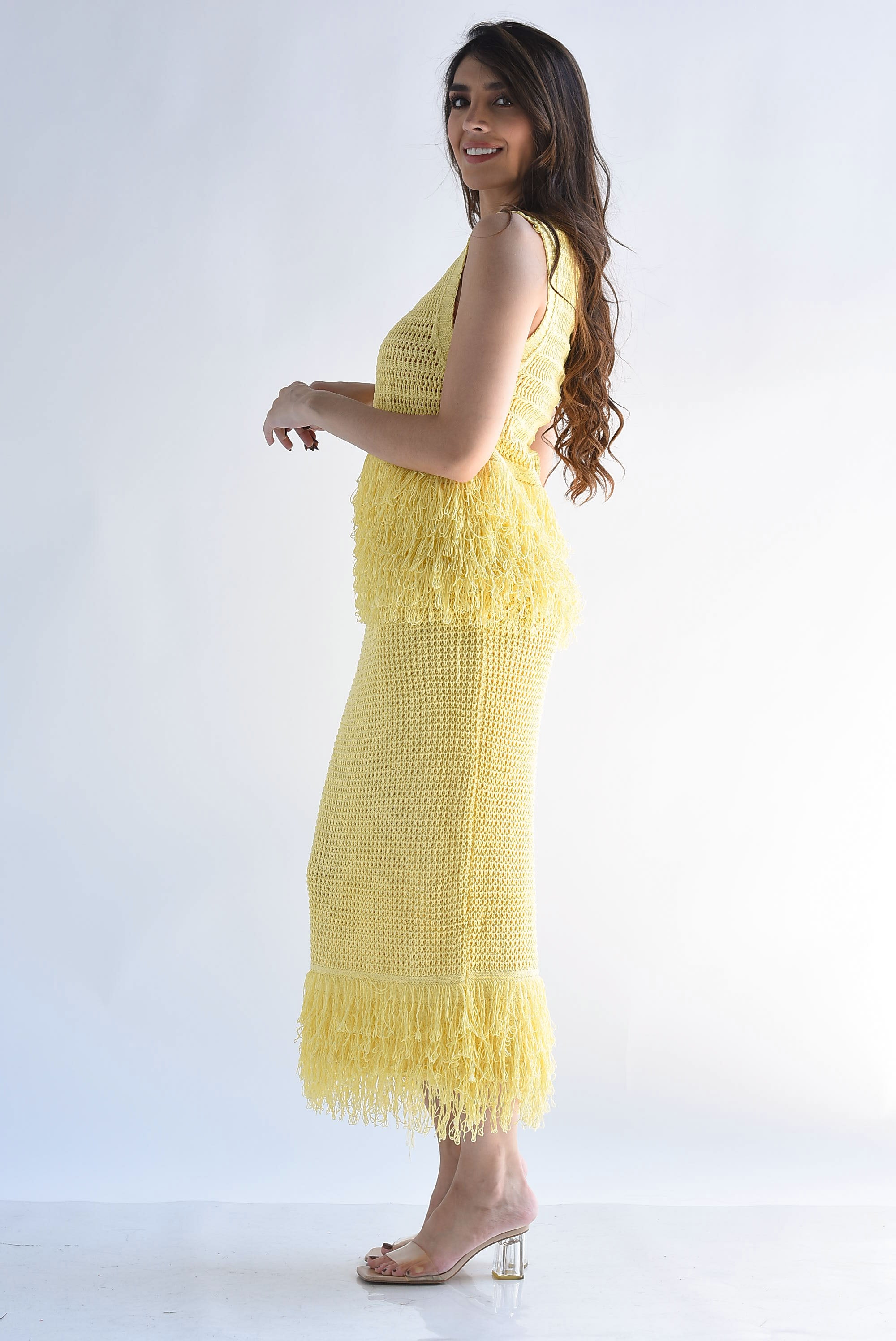 Set Falda y Blusa crochet flecos