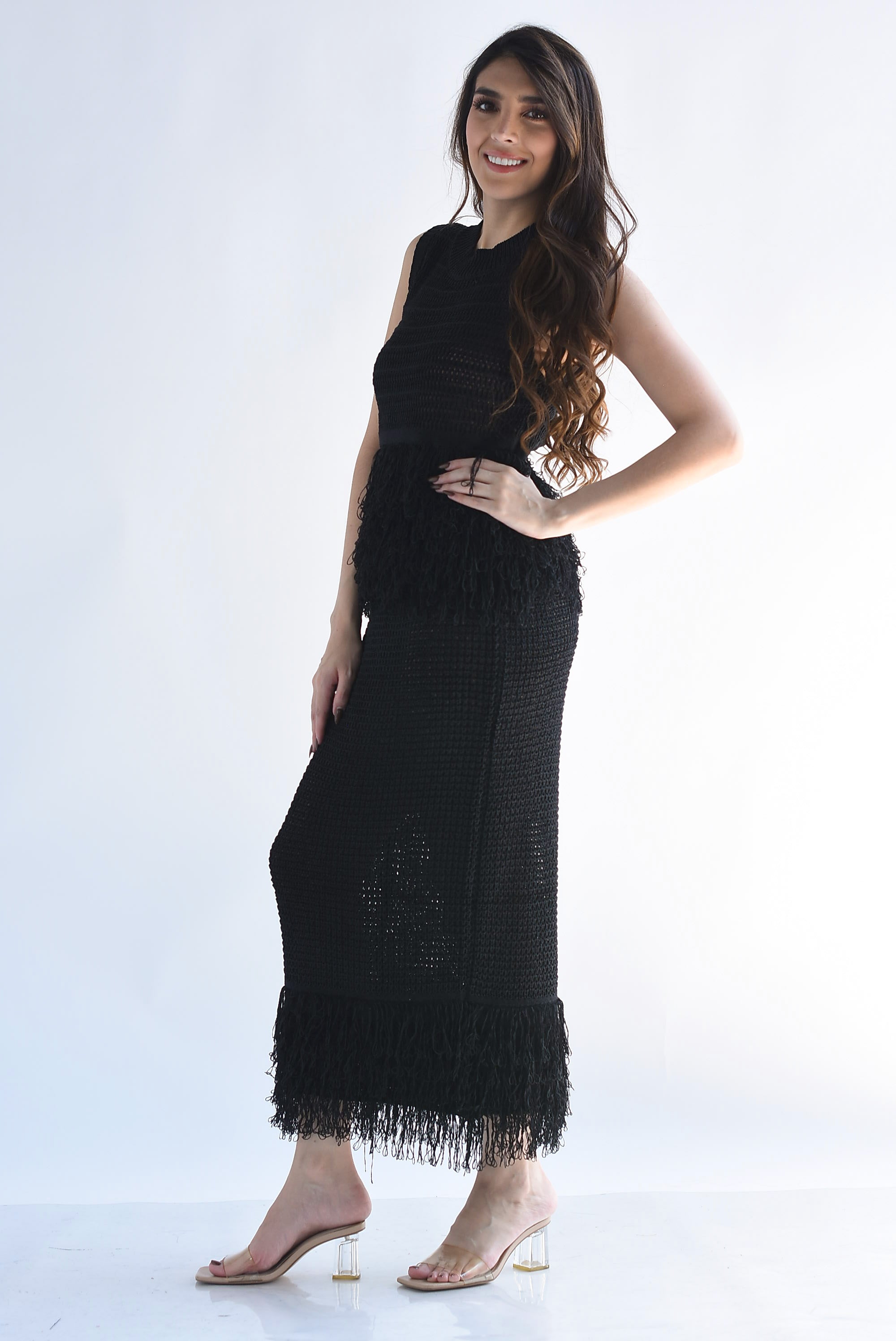 Set Falda y Blusa crochet flecos