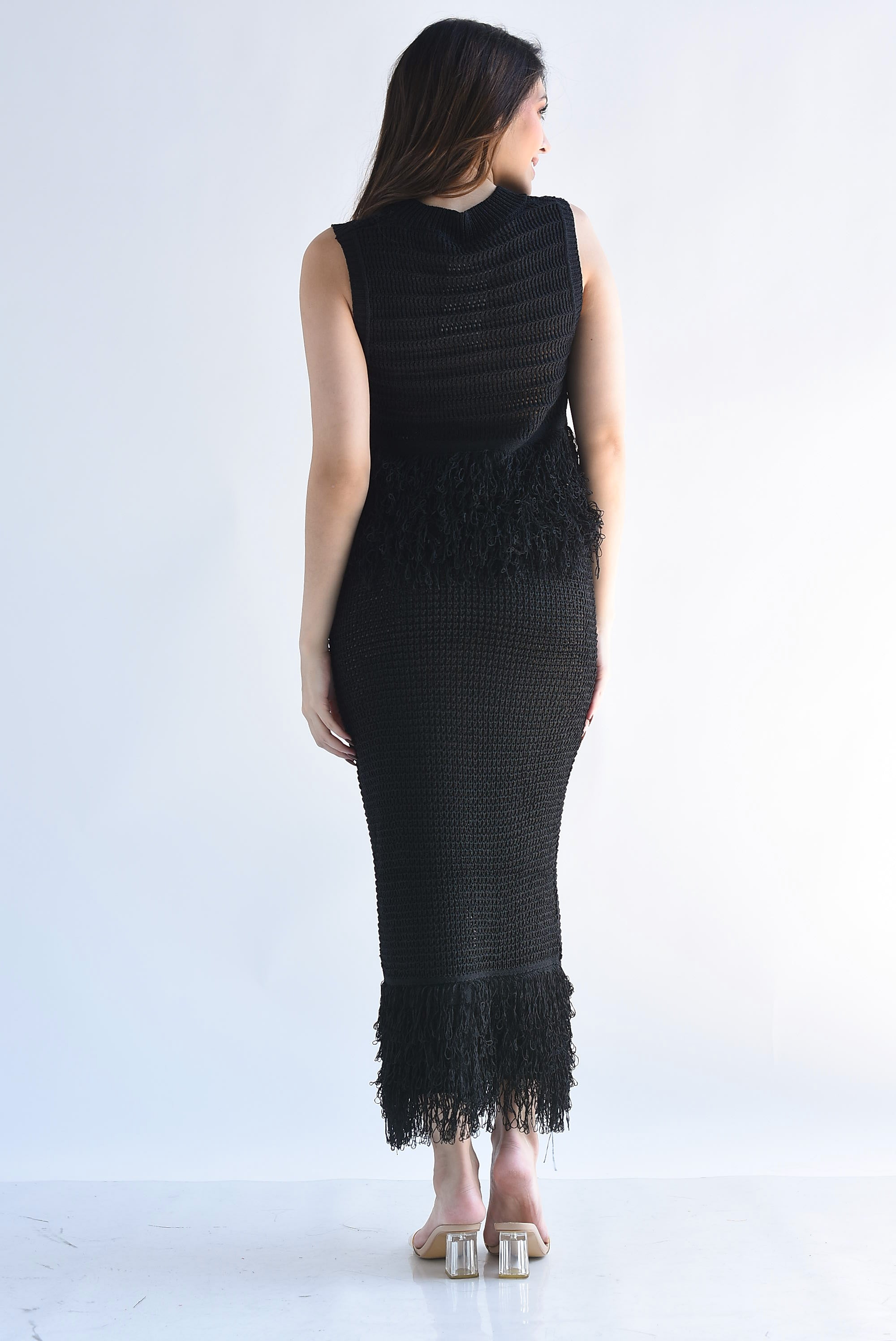 Set Falda y Blusa crochet flecos