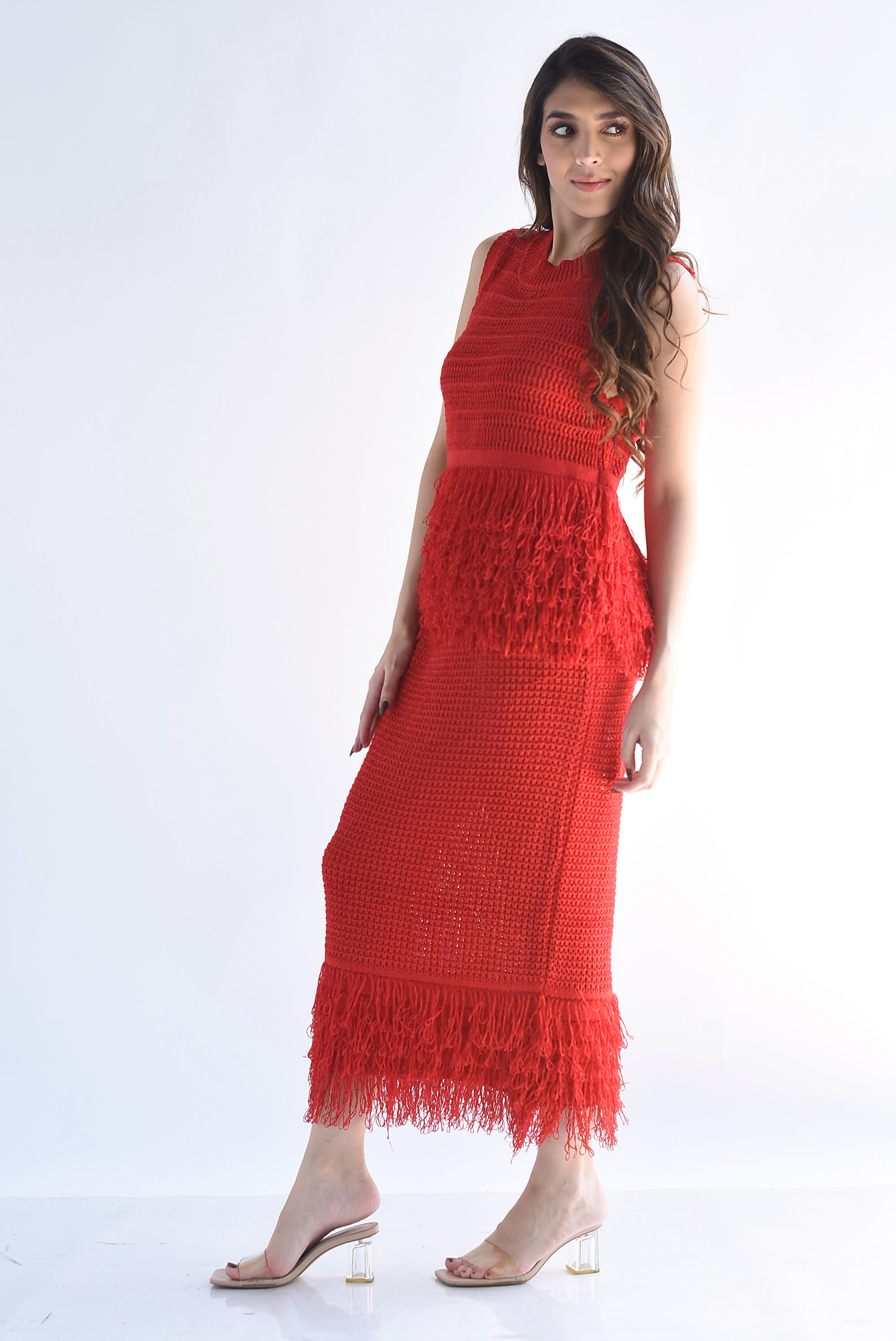 Set Falda y Blusa crochet flecos