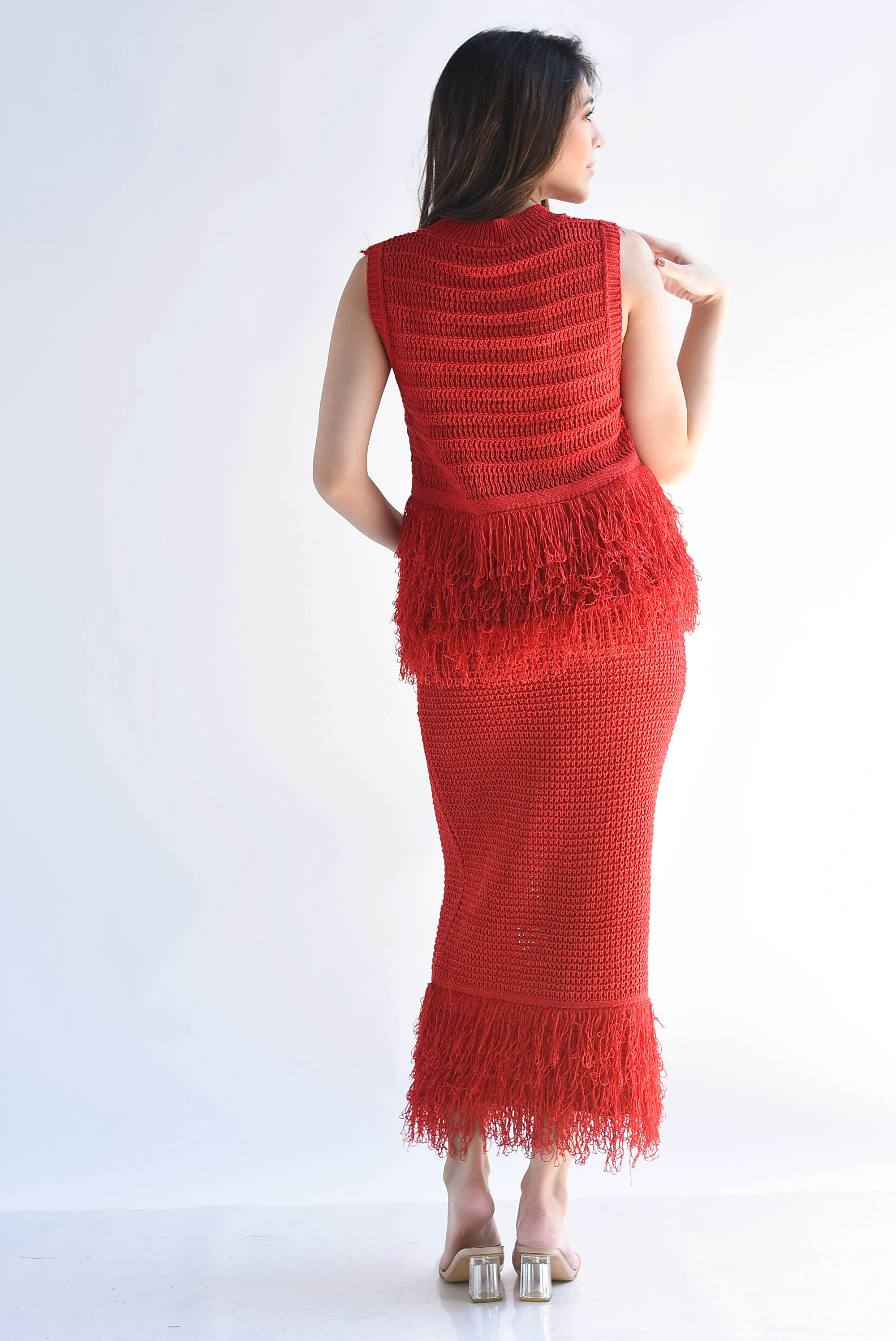 Set Falda y Blusa crochet flecos
