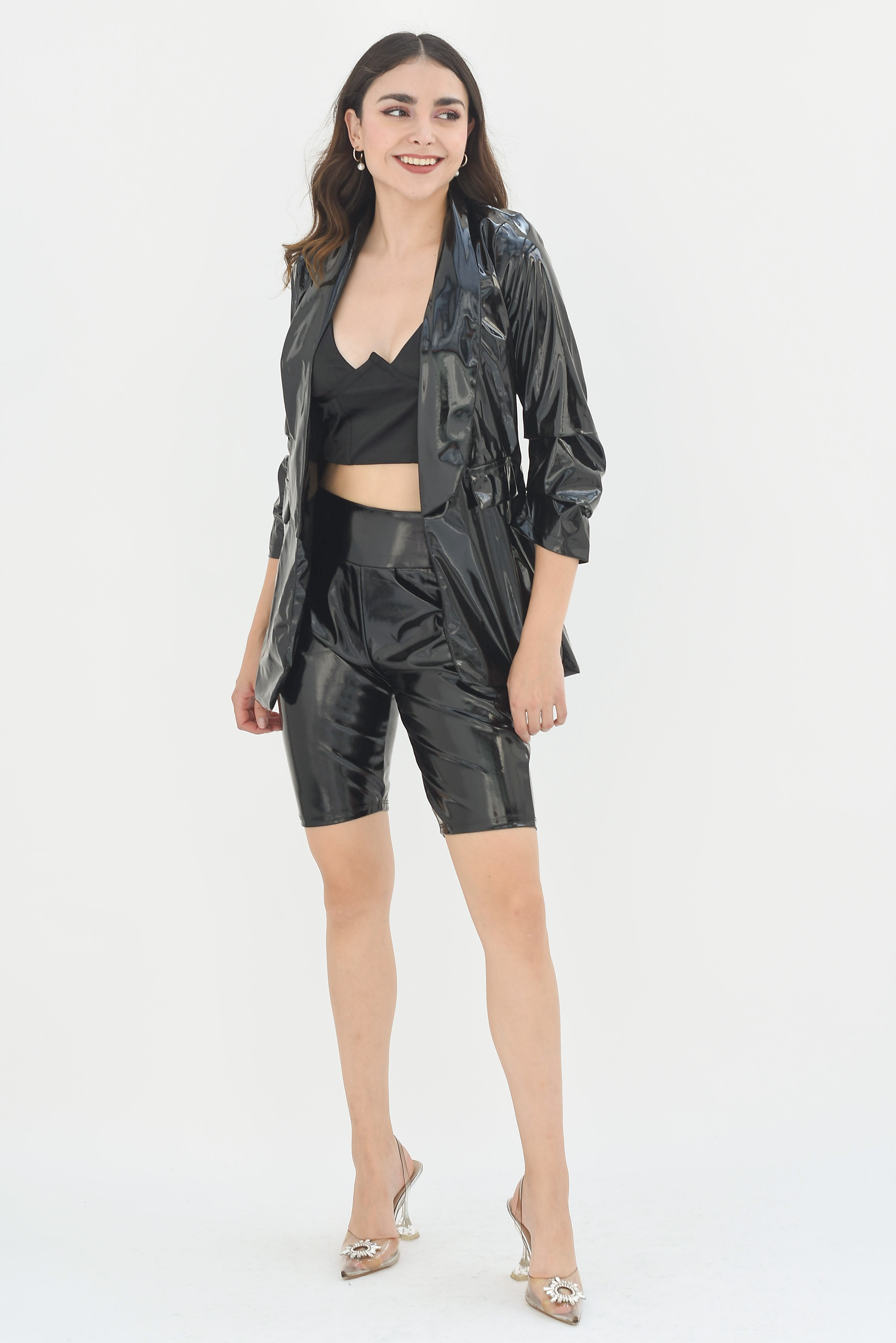 Biker short vinil Negro