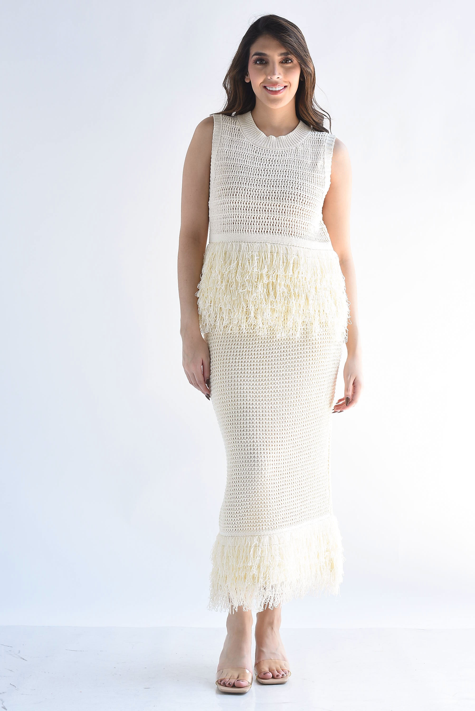 Set Falda y Blusa crochet flecos