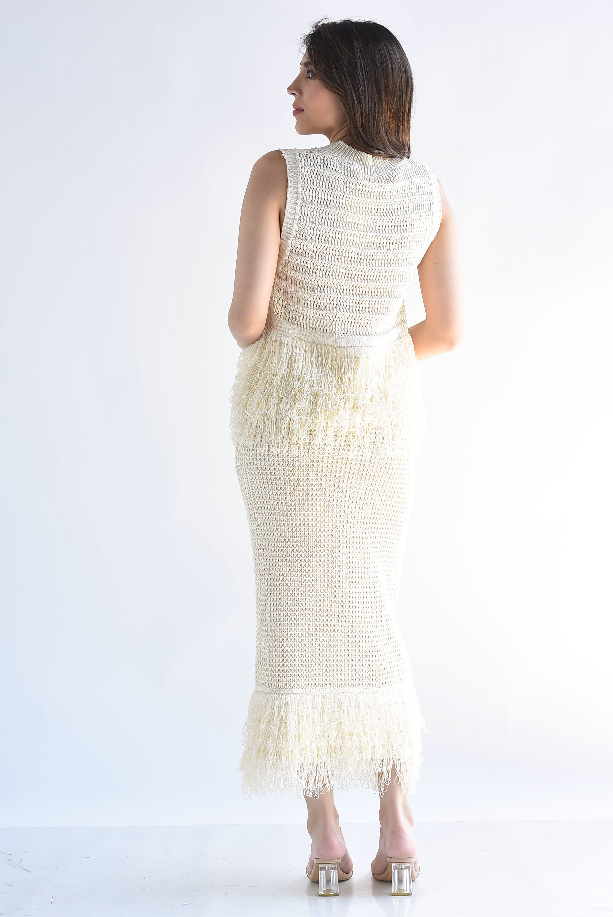 Set Falda y Blusa crochet flecos