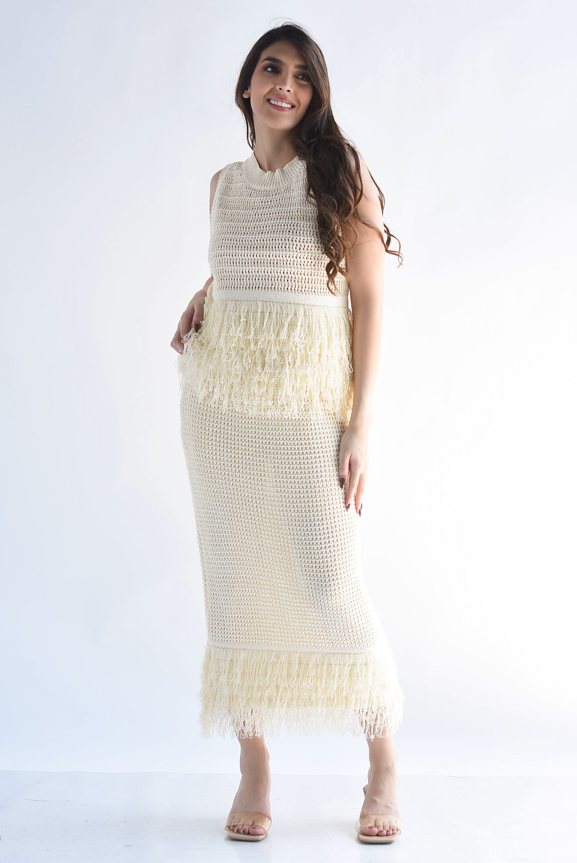 Set Falda y Blusa crochet flecos