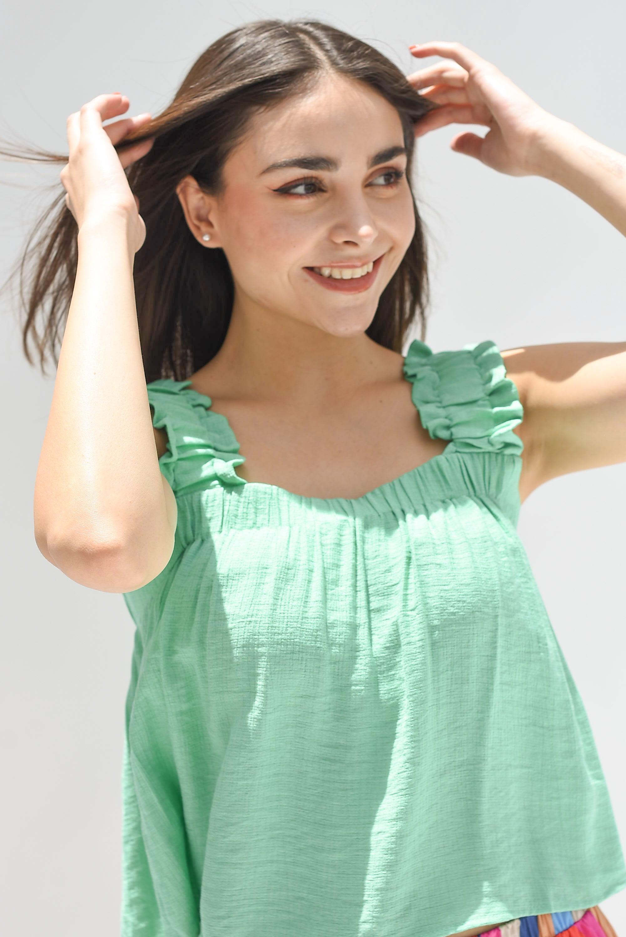 Blusa tirante grueso drapeado Verde