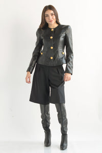 Fashion Styled Bermuda sastre pinzas Negro