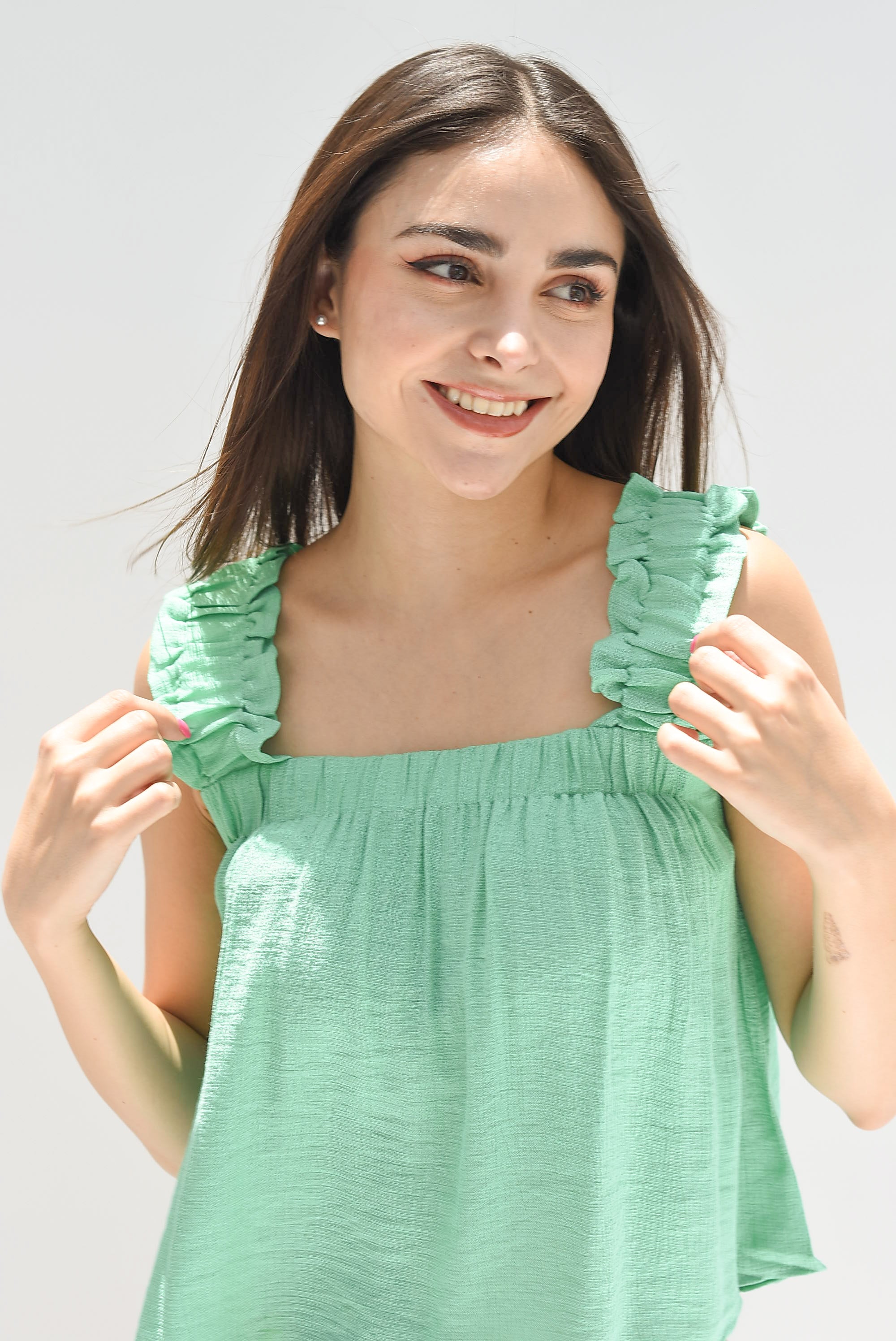Blusa tirante grueso drapeado Verde
