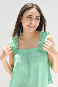 Fashion Styled Blusa tirante grueso drapeado Verde