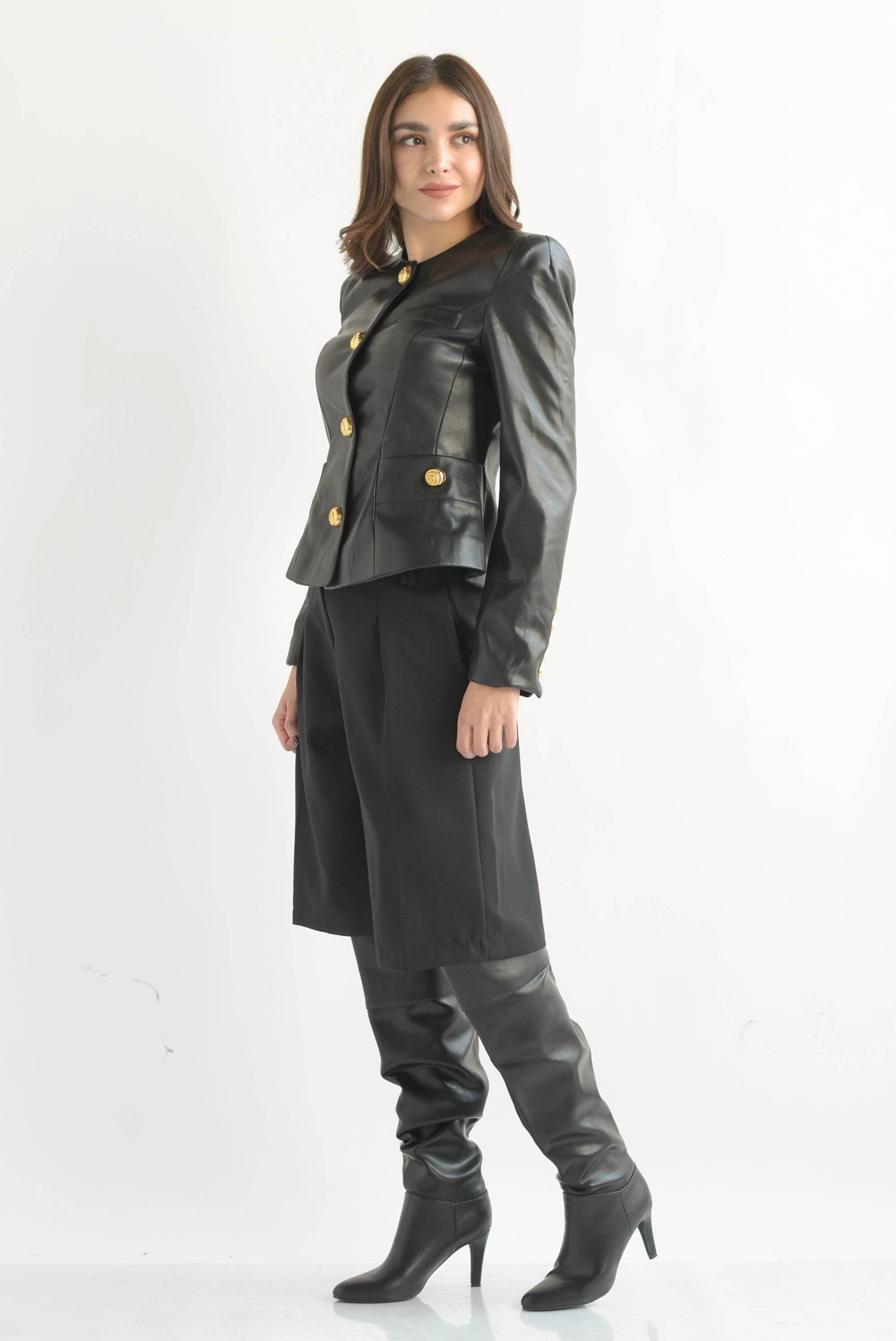 Bermuda sastre pinzas Negro