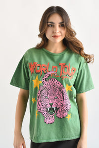 Fashion Styled T-Shirt WORDL TOUR Verde