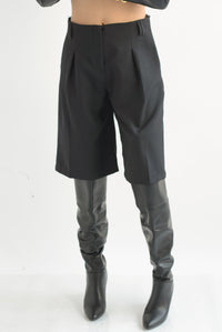 Fashion Styled Bermuda sastre pinzas Negro