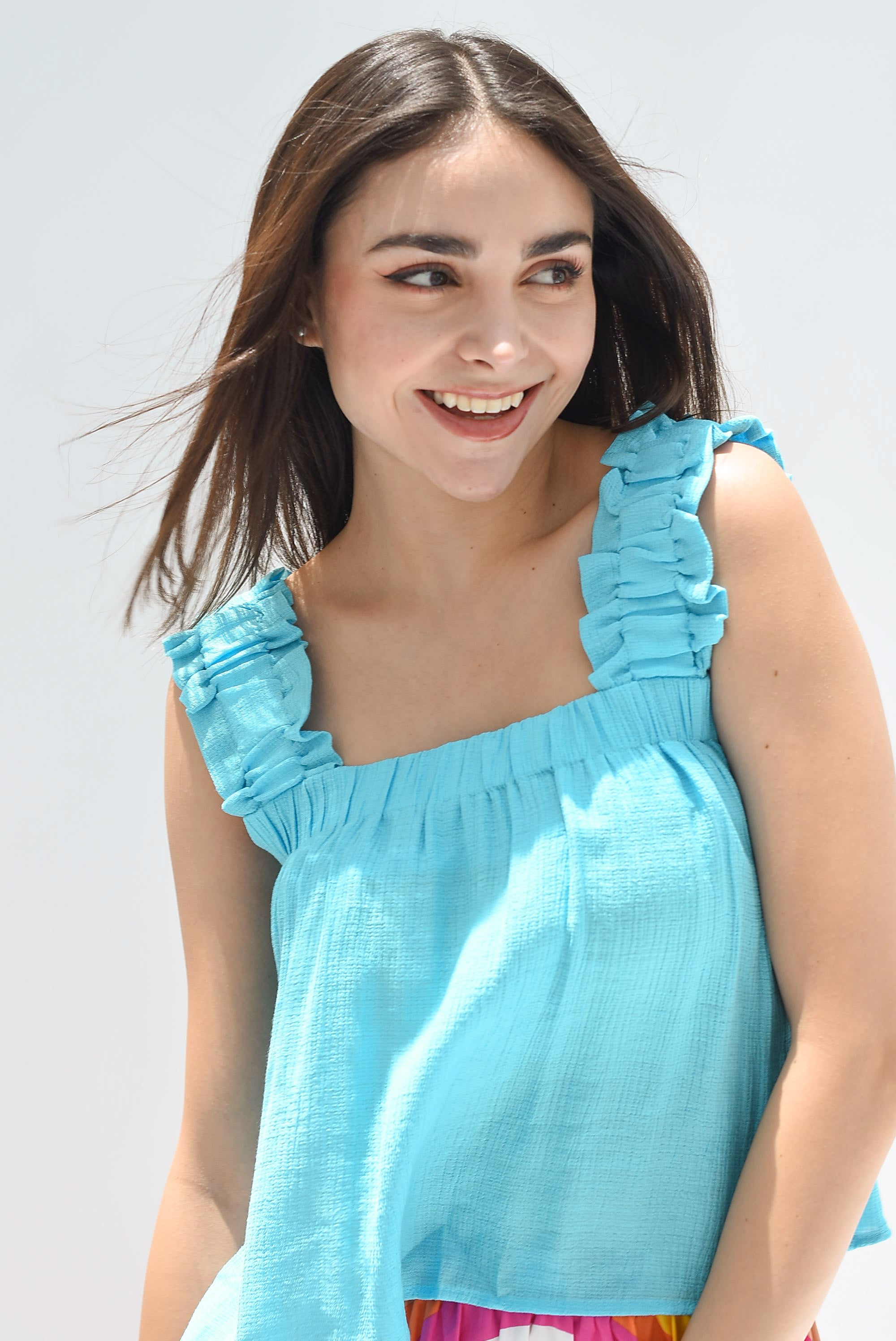 Blusa tirante grueso drapeado Azul