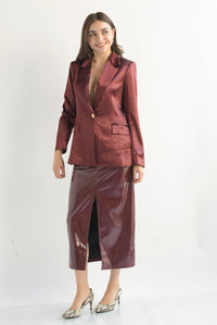 Fashion Styled Falda recta charol Vino