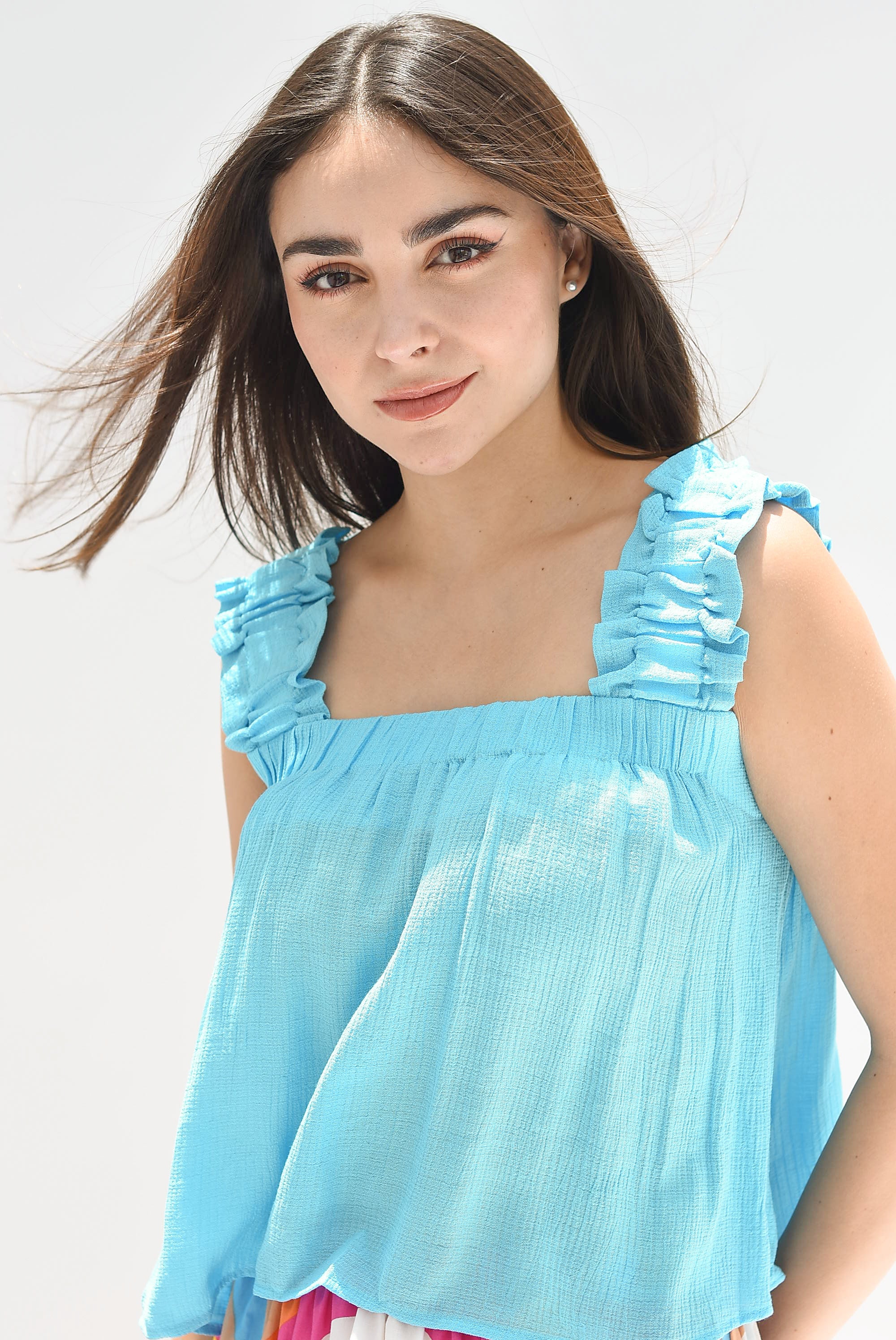 Blusa tirante grueso drapeado Azul