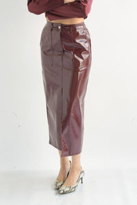 Fashion Styled Falda recta charol Vino