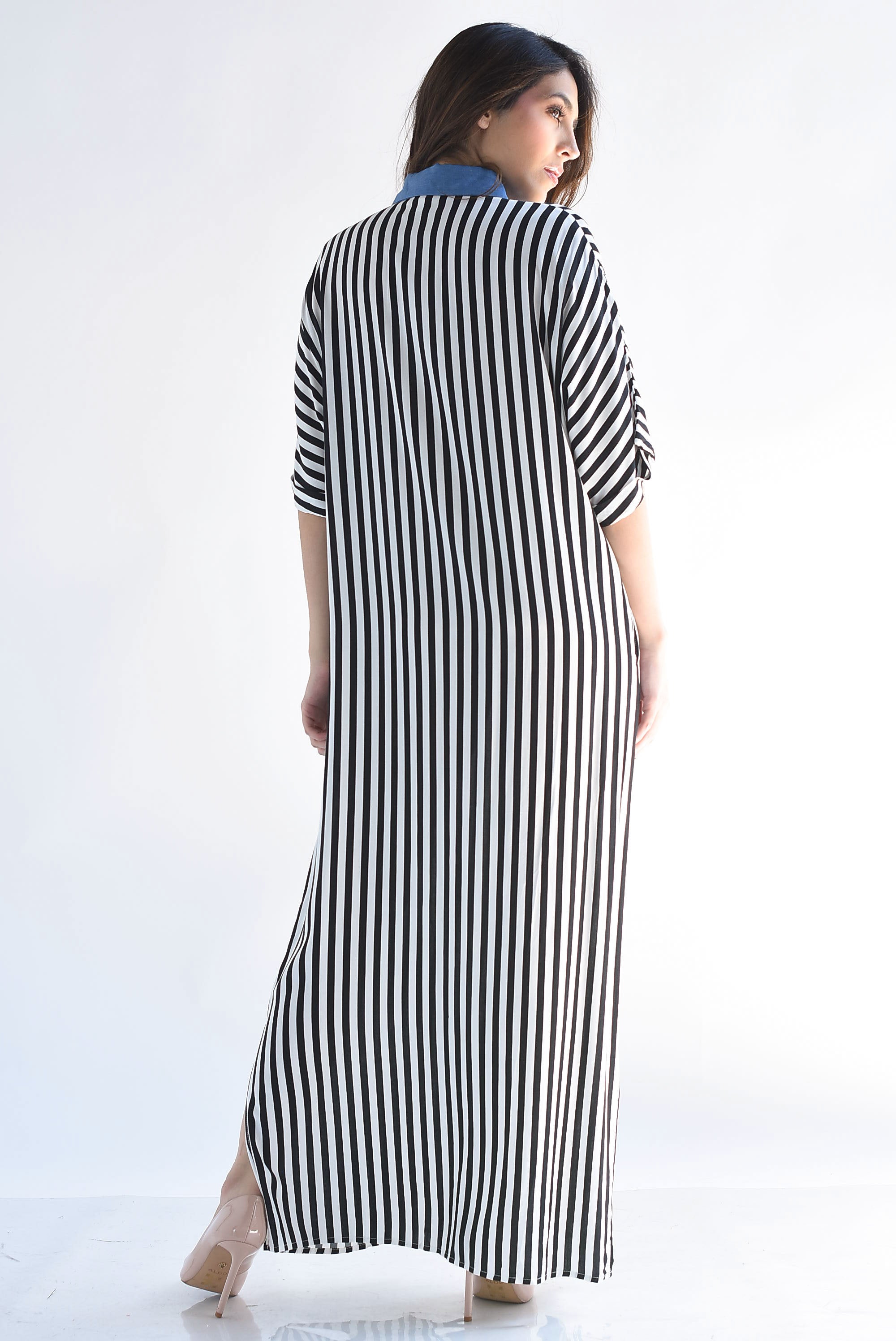 Vestido camisero rayas filo Denim