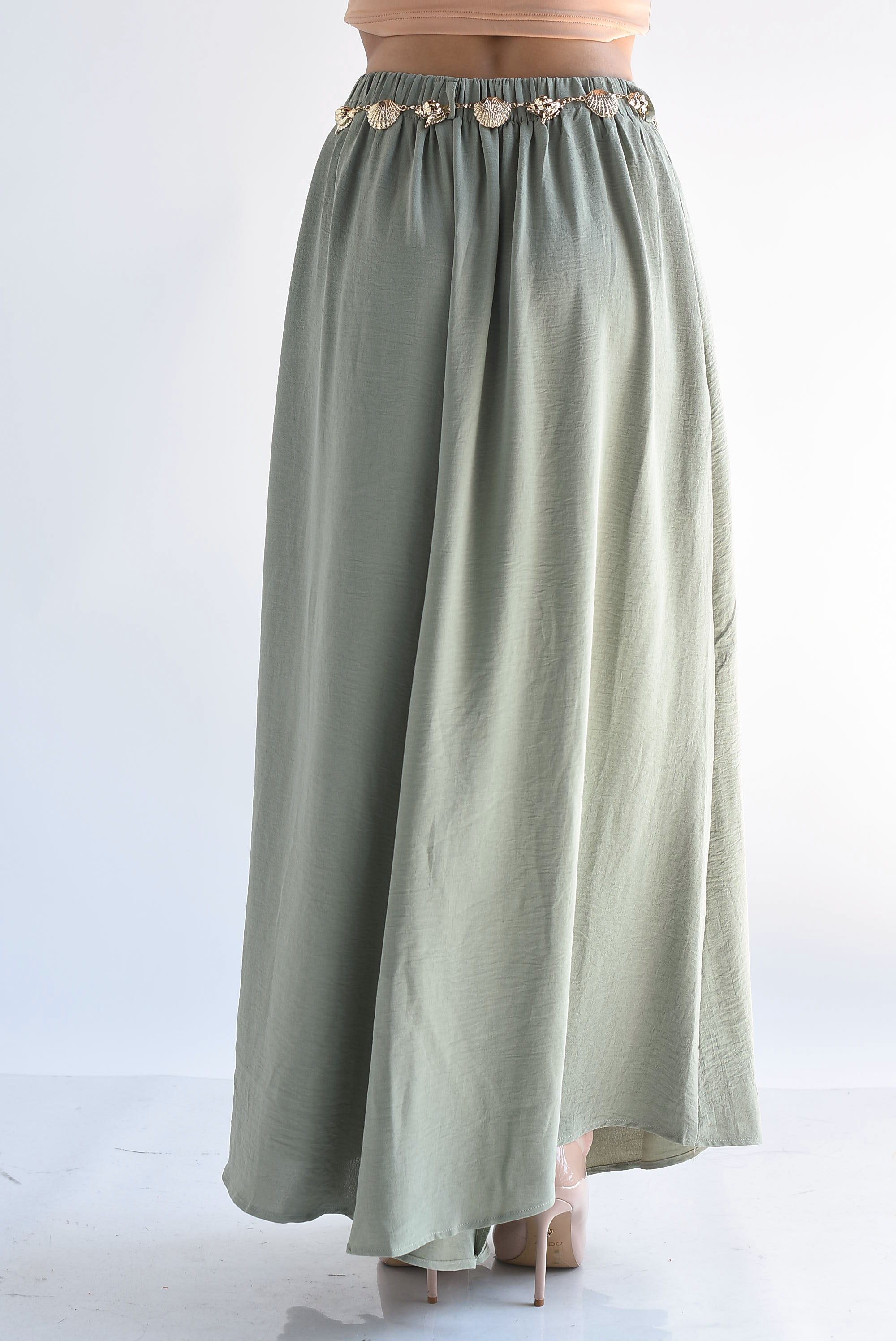 Pantalón pata de elefante cinturón conchas