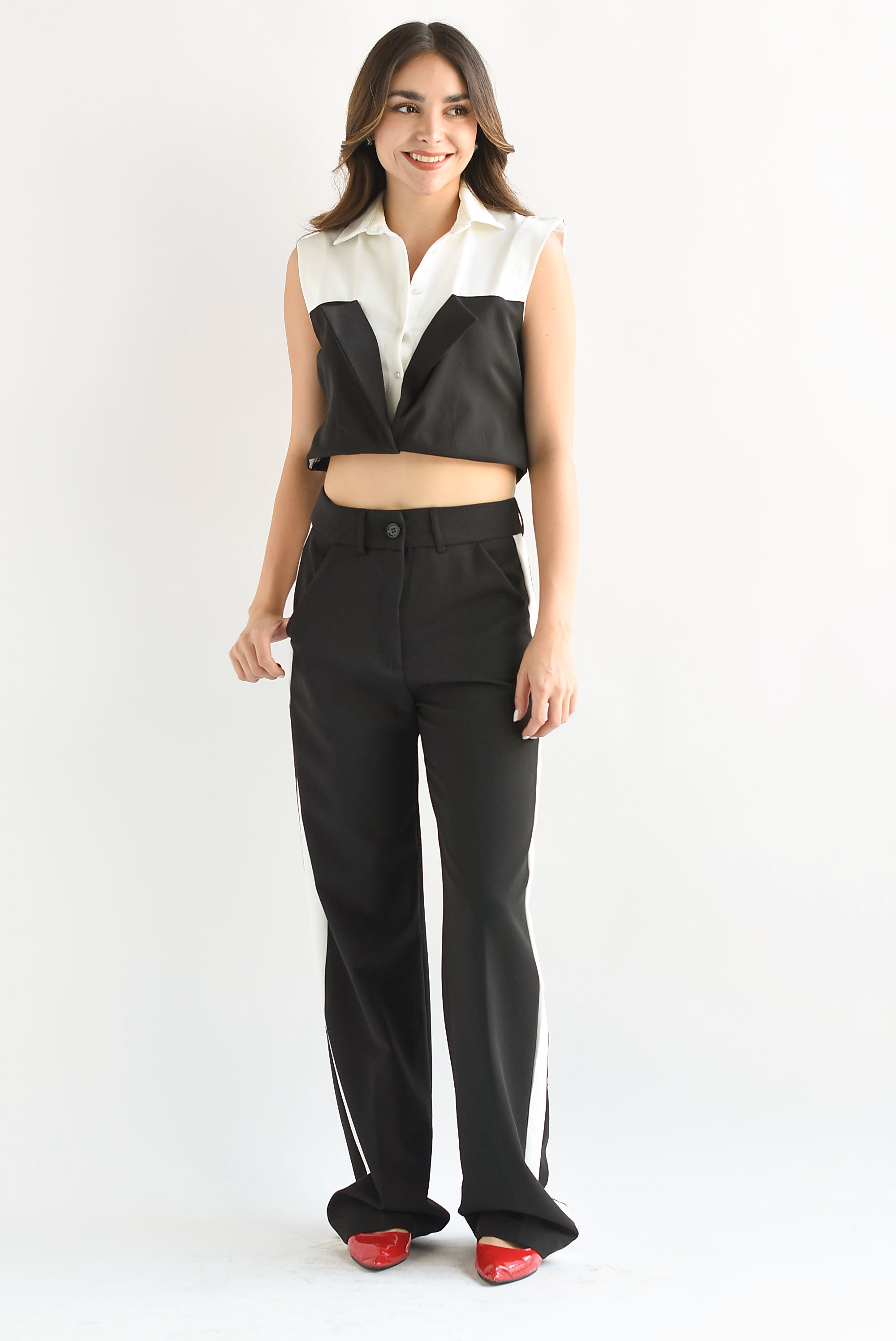 Set Pantalón y Blusa chaleco Negro