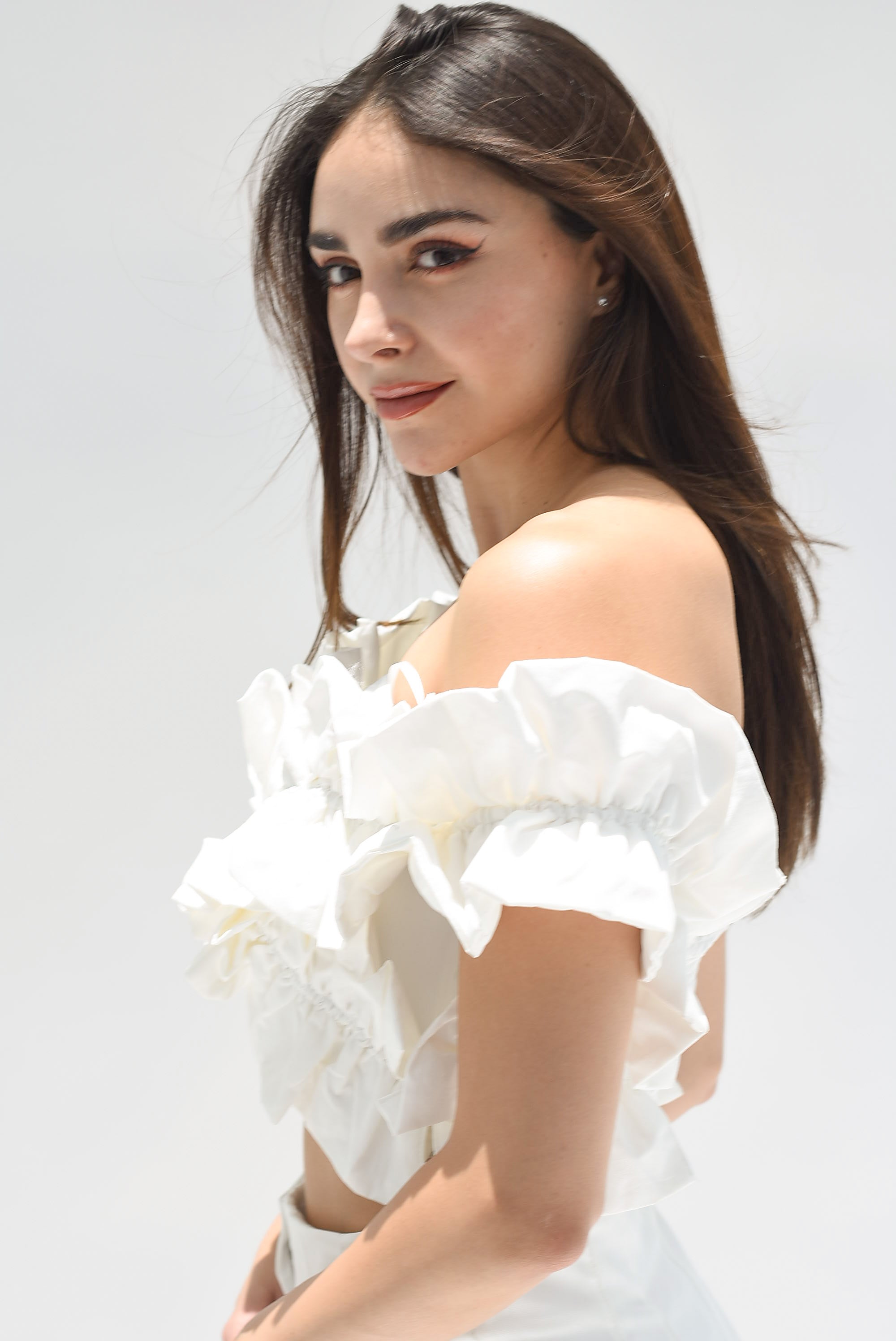 Top asimétrico drapeado Blanco