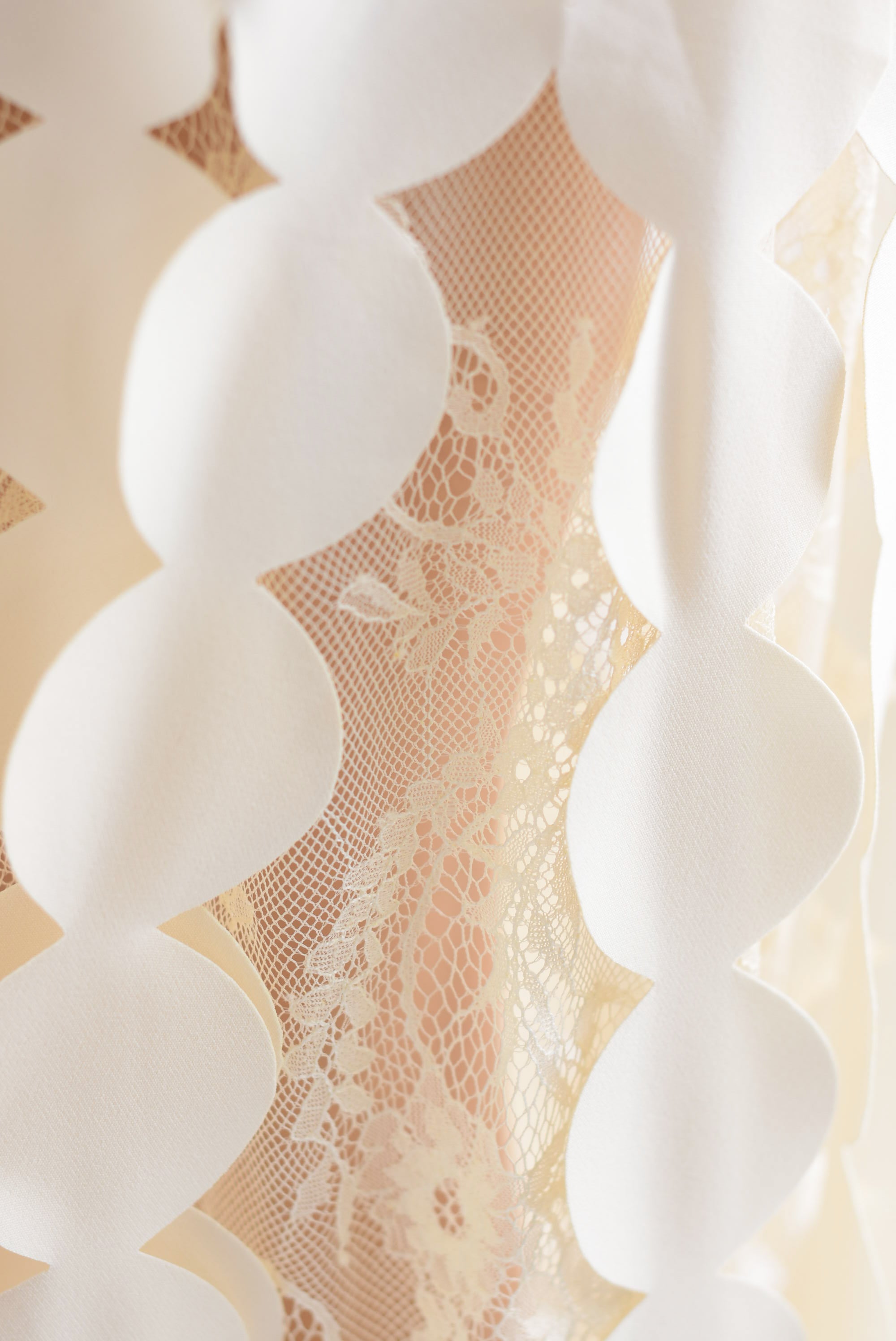 Falda flecos círculos encaje Ivory