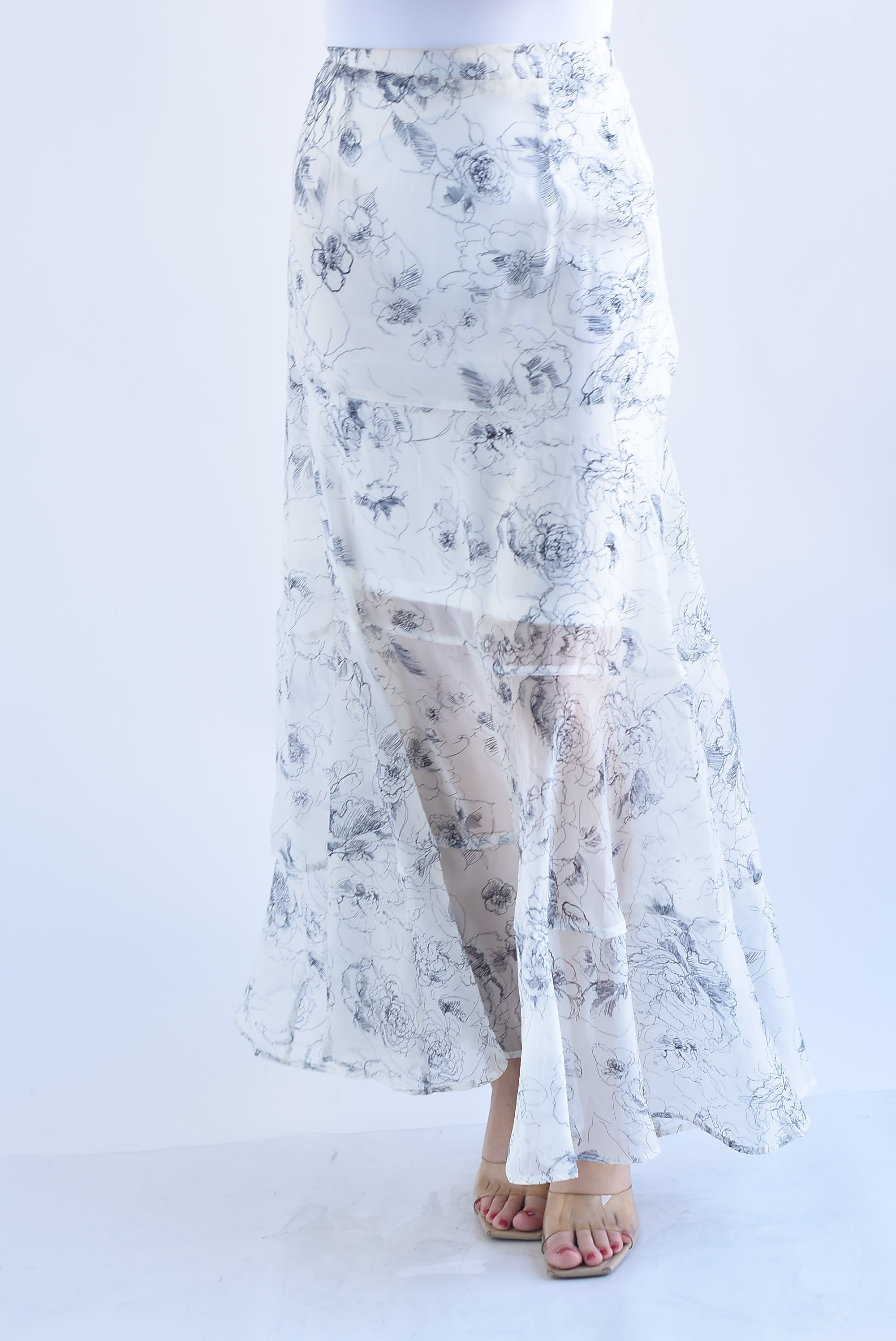 Falda gasa corte A flores