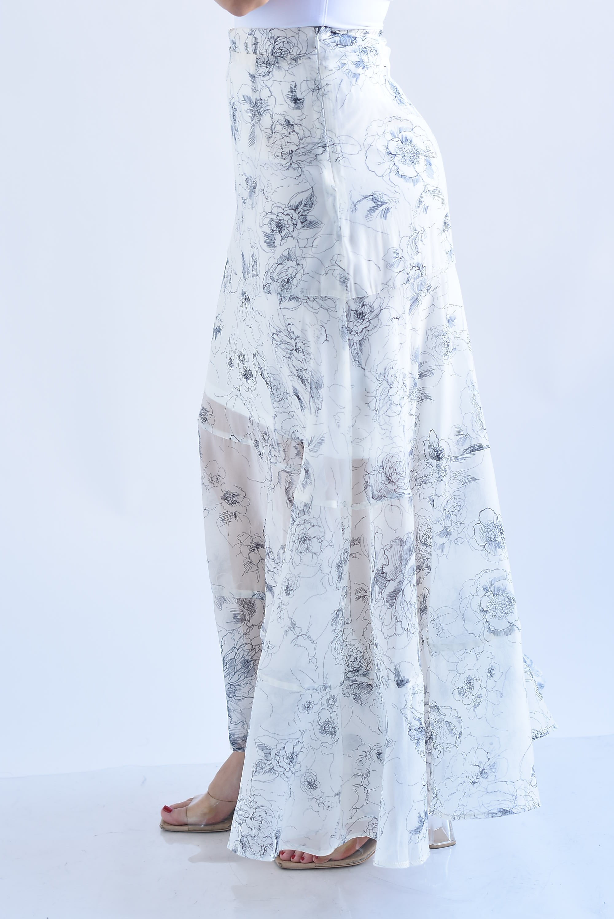 Falda gasa corte A flores