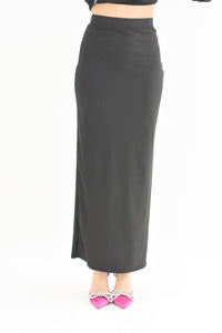Fashion Styled Falda larga recta licra Negra