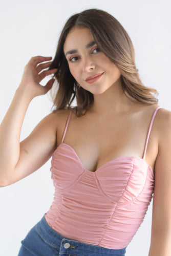 Body copas drapeado Rosa