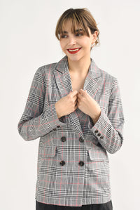 Fashion Styled Blazer príncipe de Gales Rojo