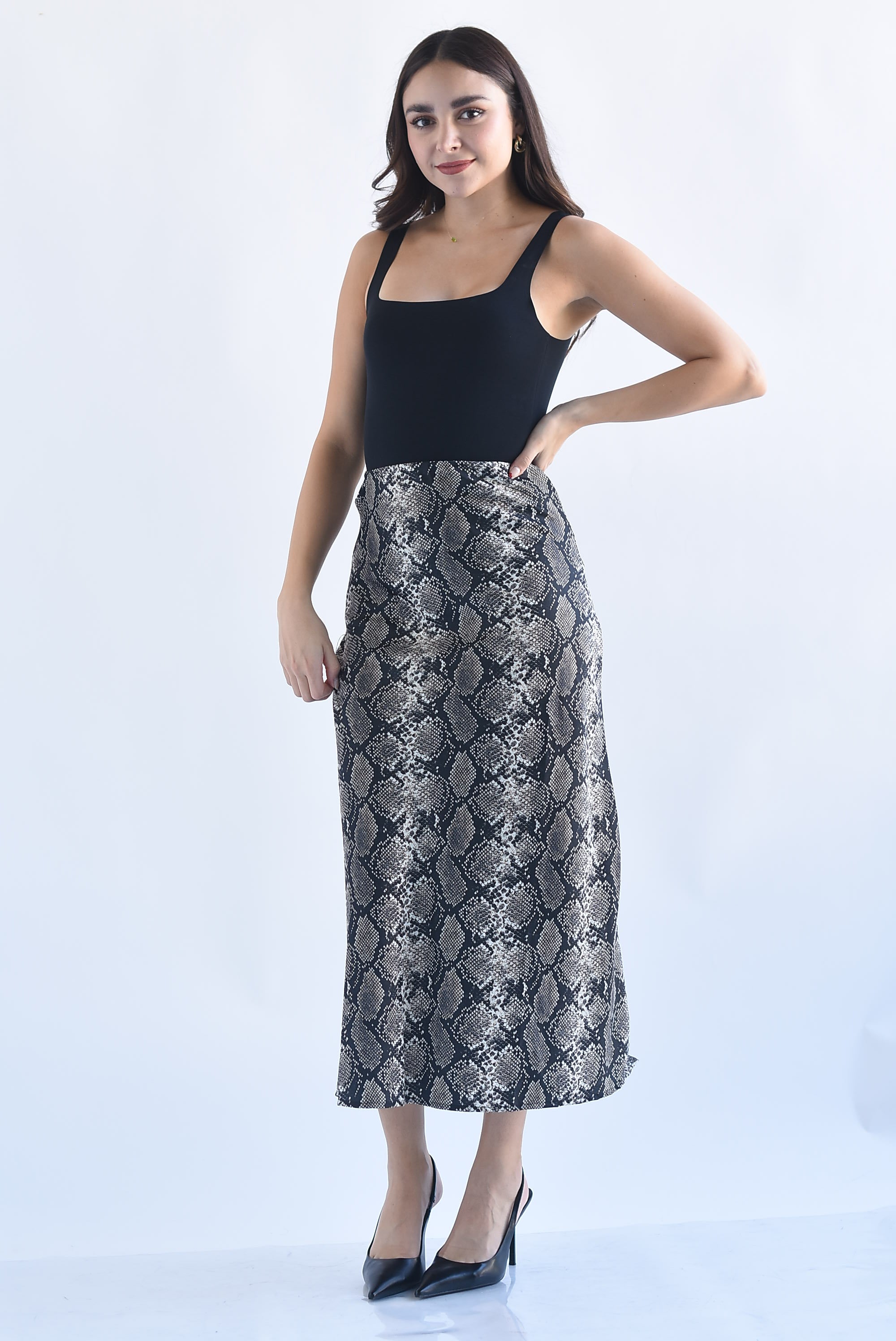 Falda larga lencera Snake print
