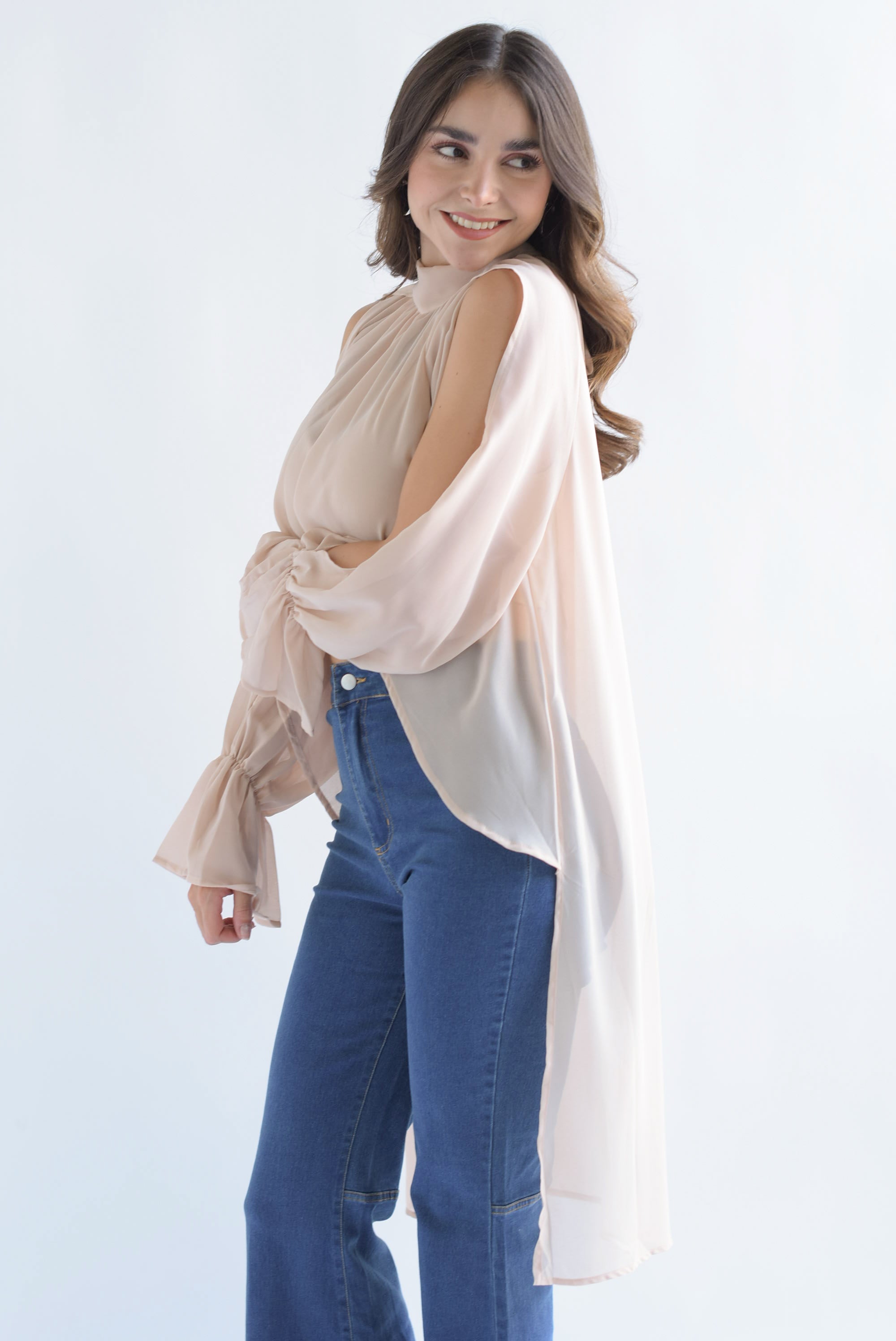Blusa cauda trasera asimétrica Blush