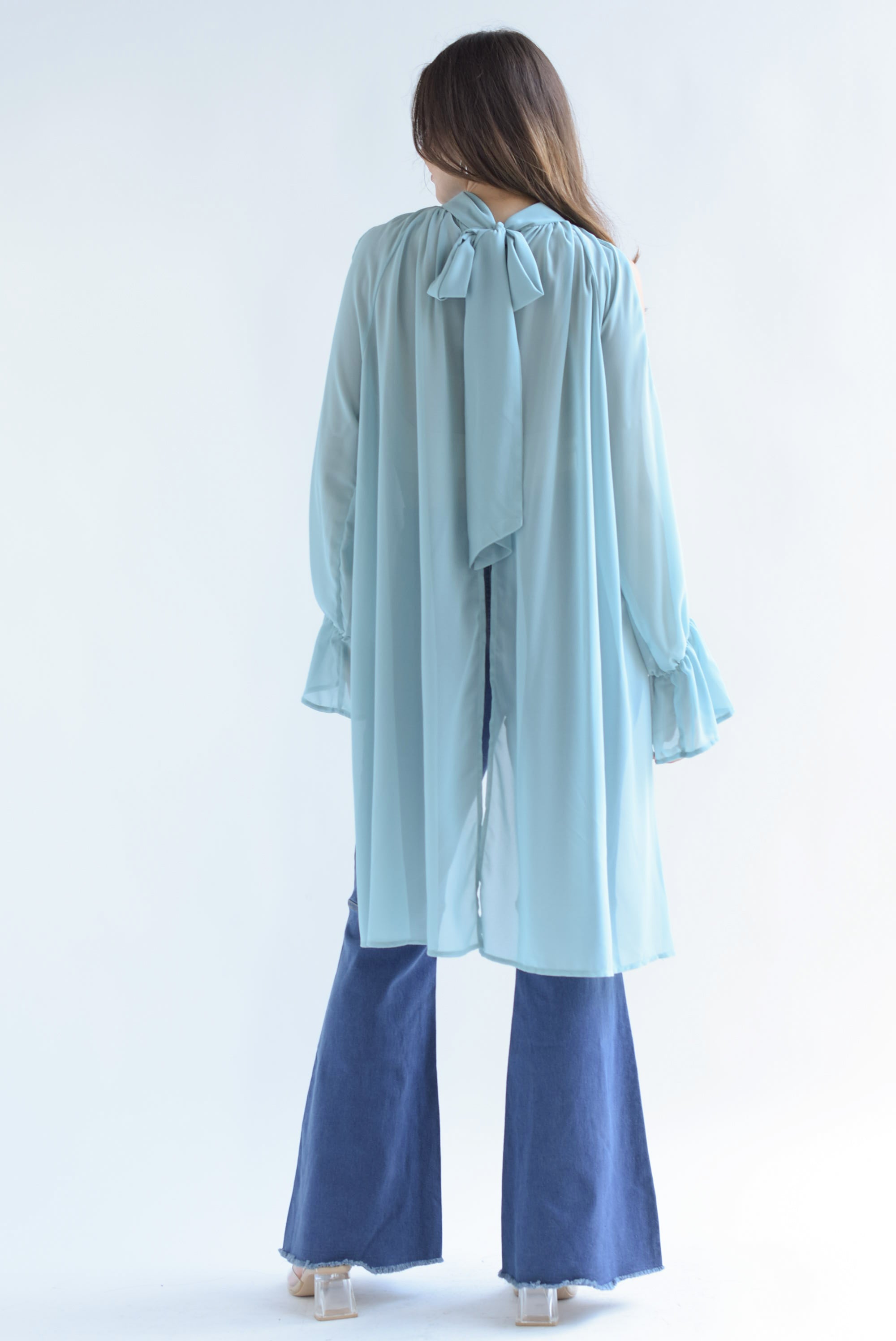 Blusa cauda trasera asimétrica Aqua