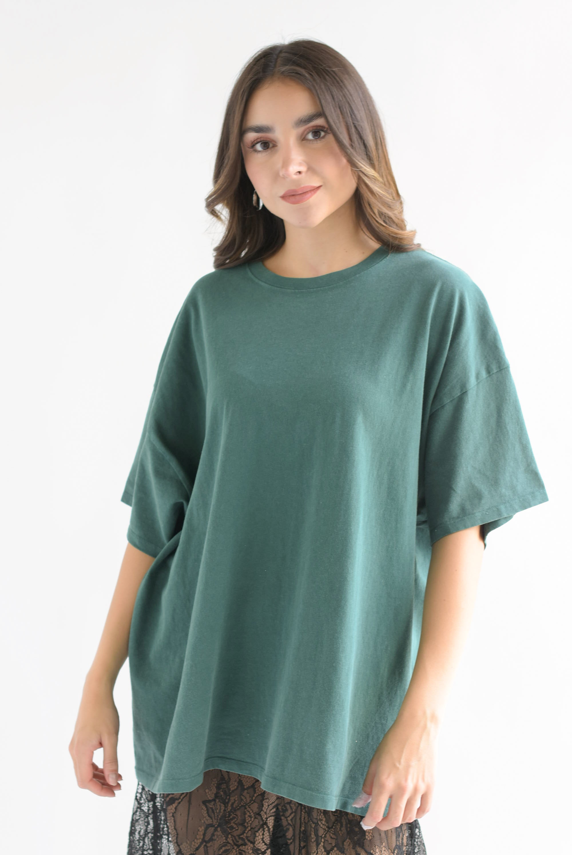 T-Shirt holgada deslavada Verde Esmeralda