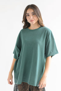 Fashion Styled T-Shirt holgada deslavada Verde Esmeralda