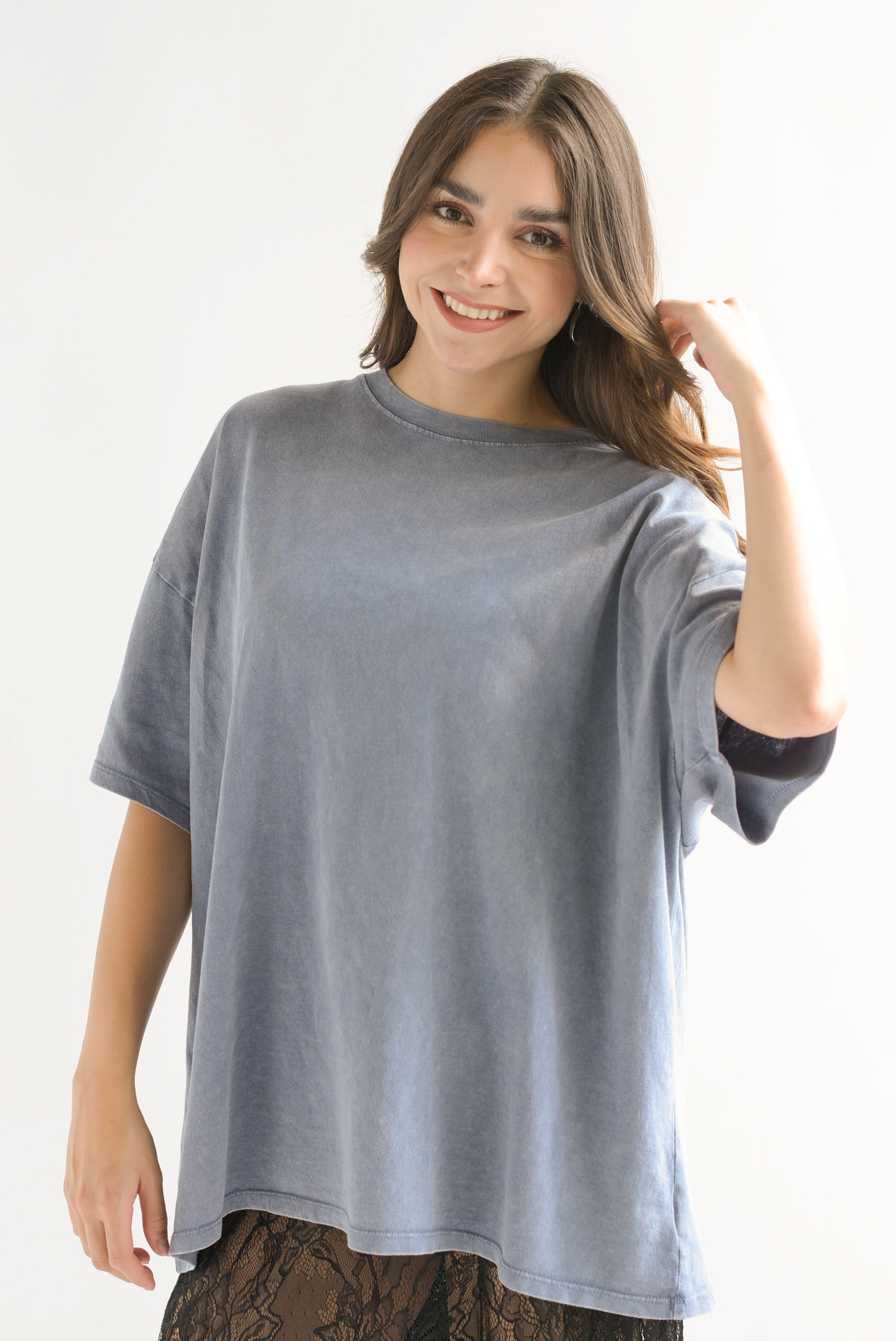 T-Shirt holgada deslavada Azul Denim