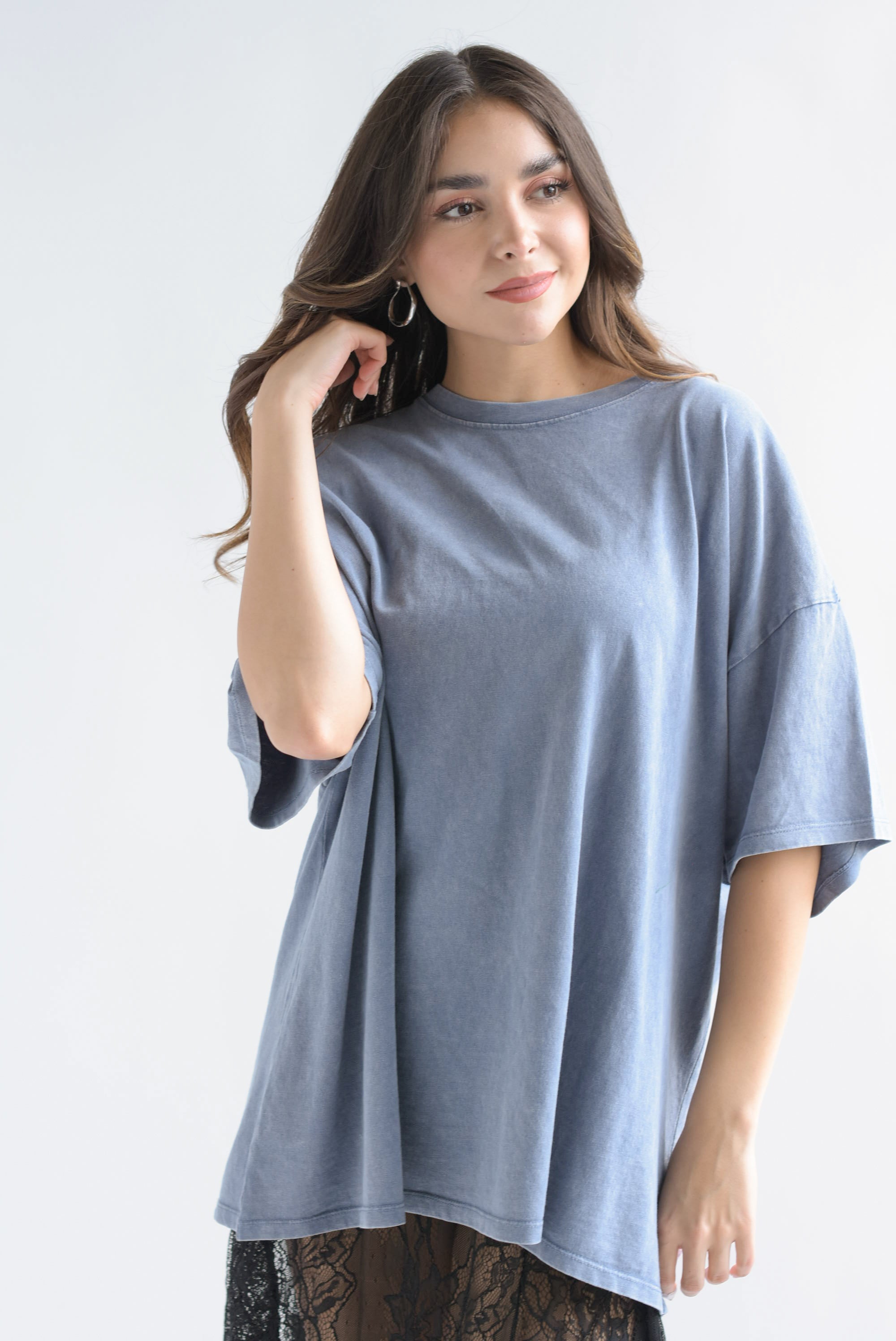 T-Shirt holgada deslavada Azul Denim