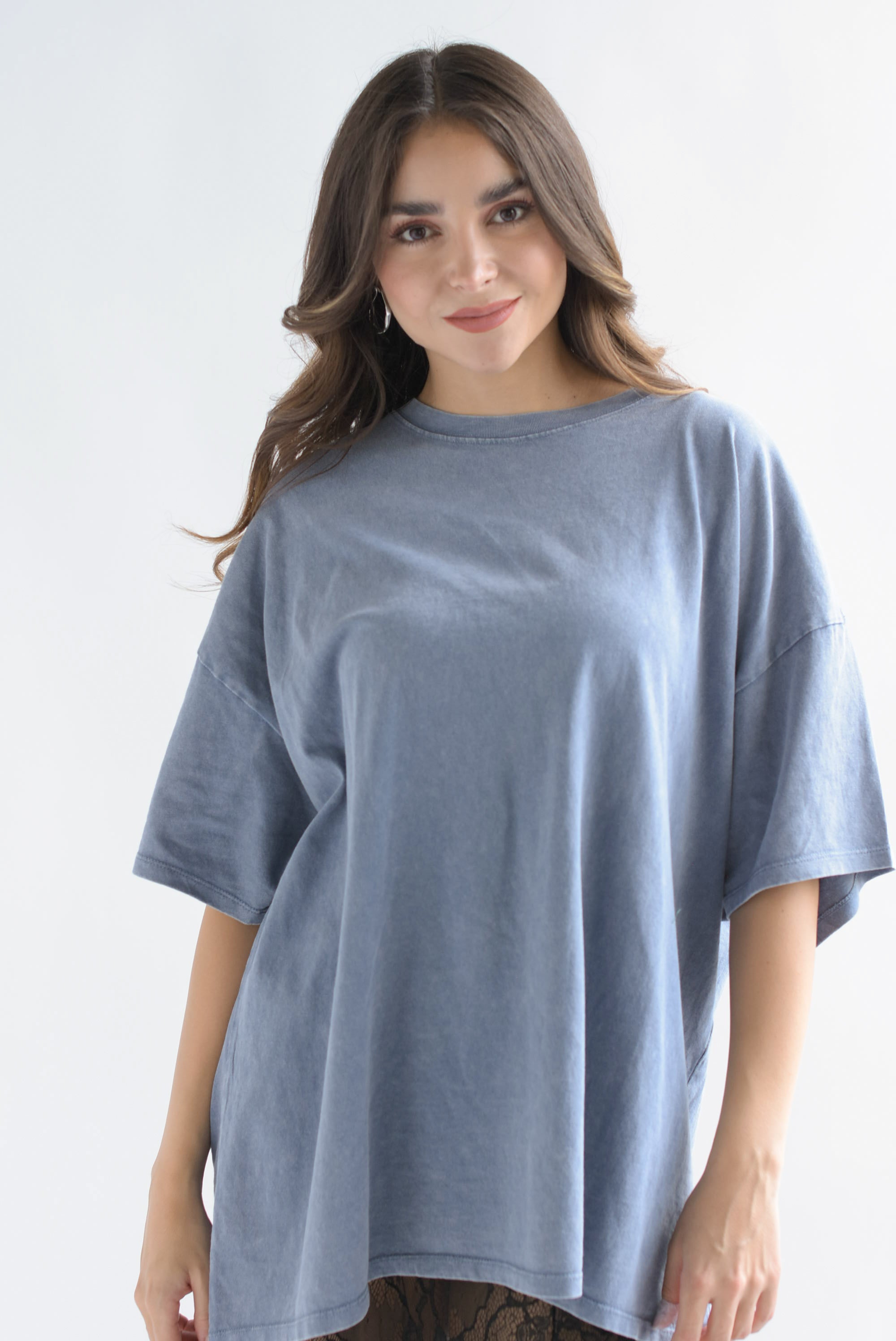 T-Shirt holgada deslavada Azul Denim