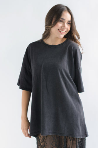 T-Shirt holgada deslavada Negro