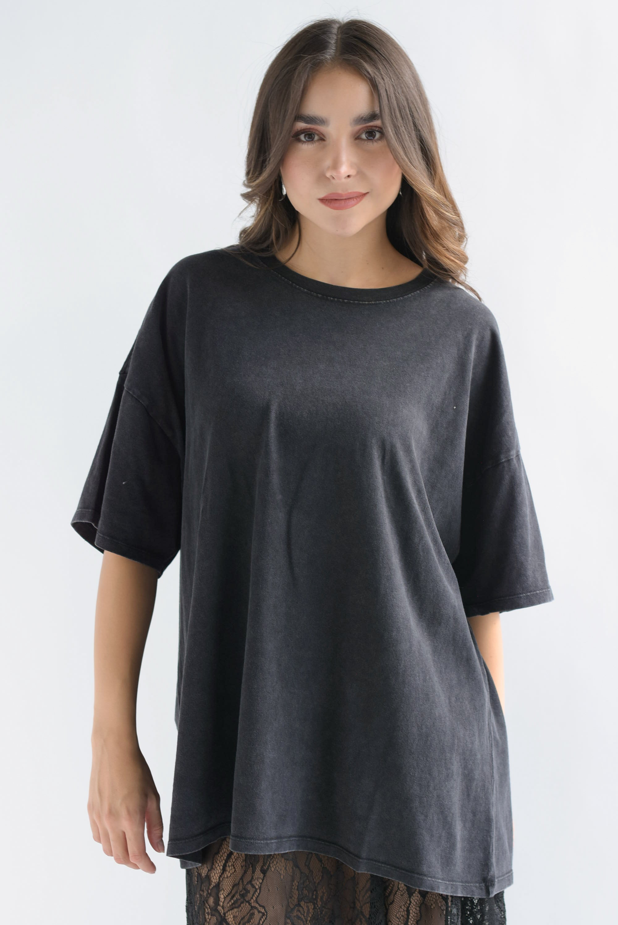 T-Shirt holgada deslavada Negro