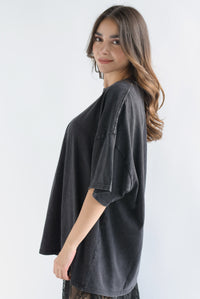 Fashion Styled T-Shirt holgada deslavada Negro